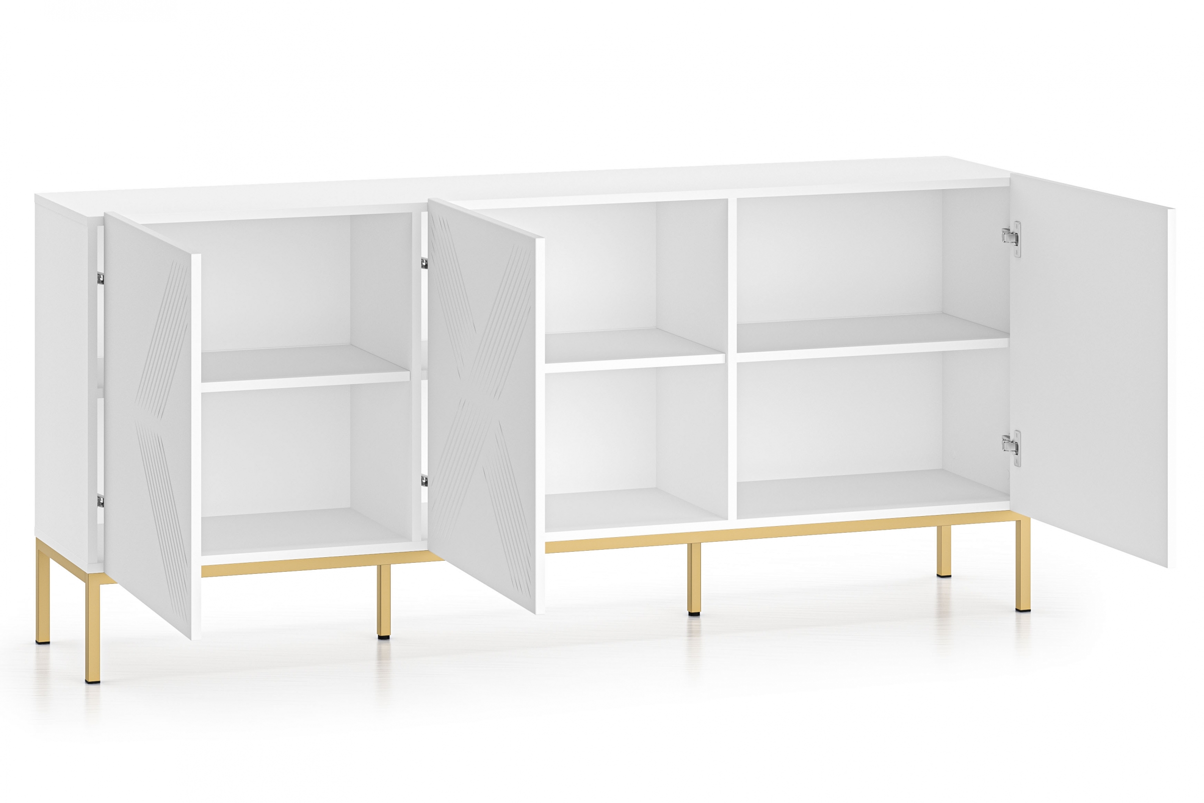 Komoda Pingli 02 - 170 cm - biely mat / Žltý Rošt Komoda Pingli 02 - 170 cm - biely mat / Žltý Rošt