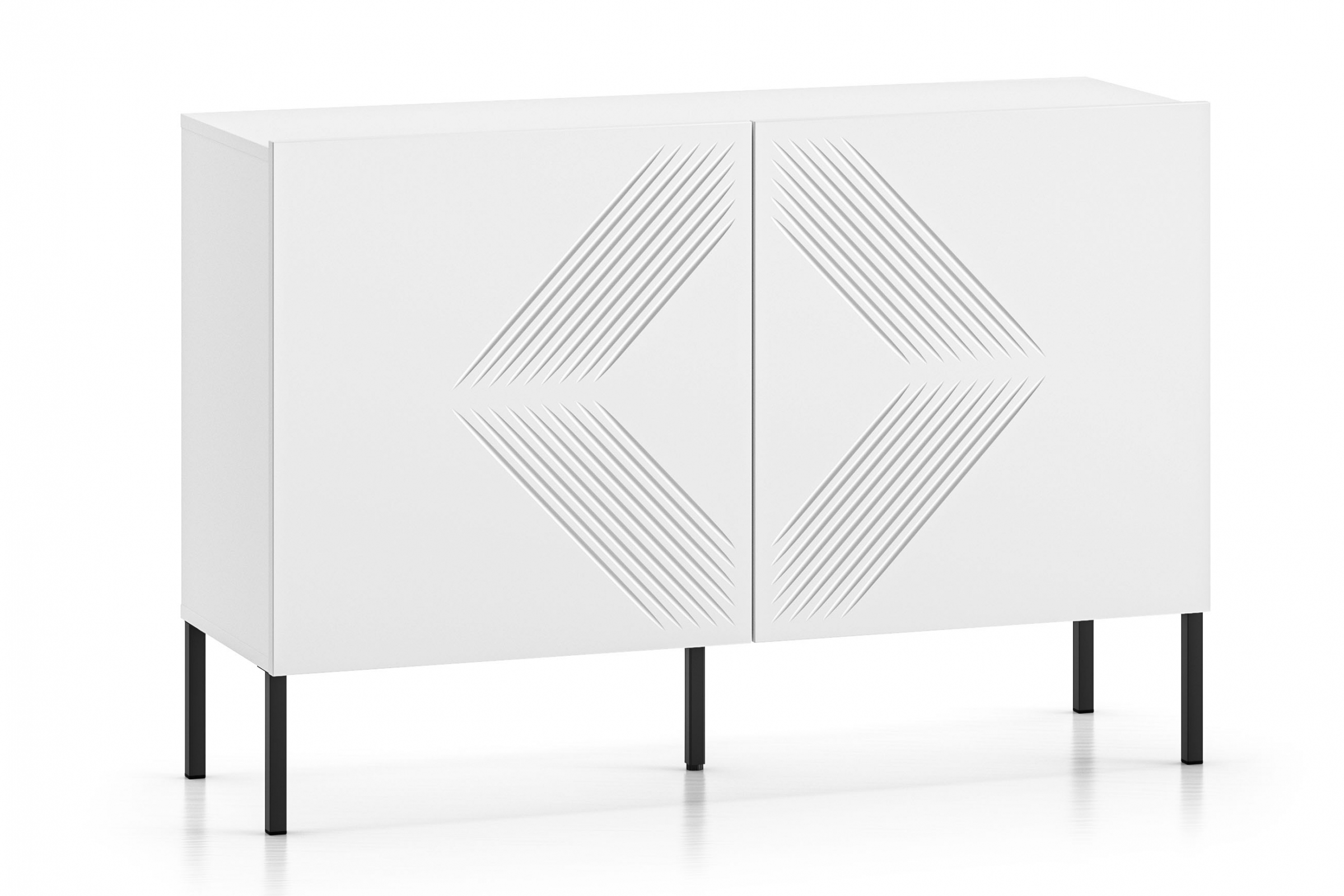 Komoda Pingli 114 cm - bílý mat / černé nohy Komoda Pingli 03 - 114 cm - Bílý mat / černé Nohy