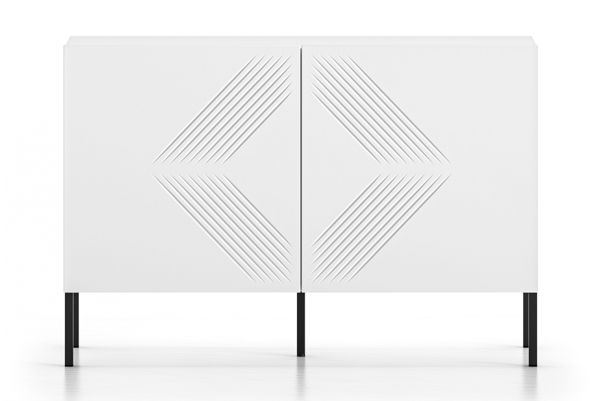 Komoda Pingli 114 cm - bílý mat / černé nohy Komoda Pingli 03 - 114 cm - Bílý mat / černé Nohy