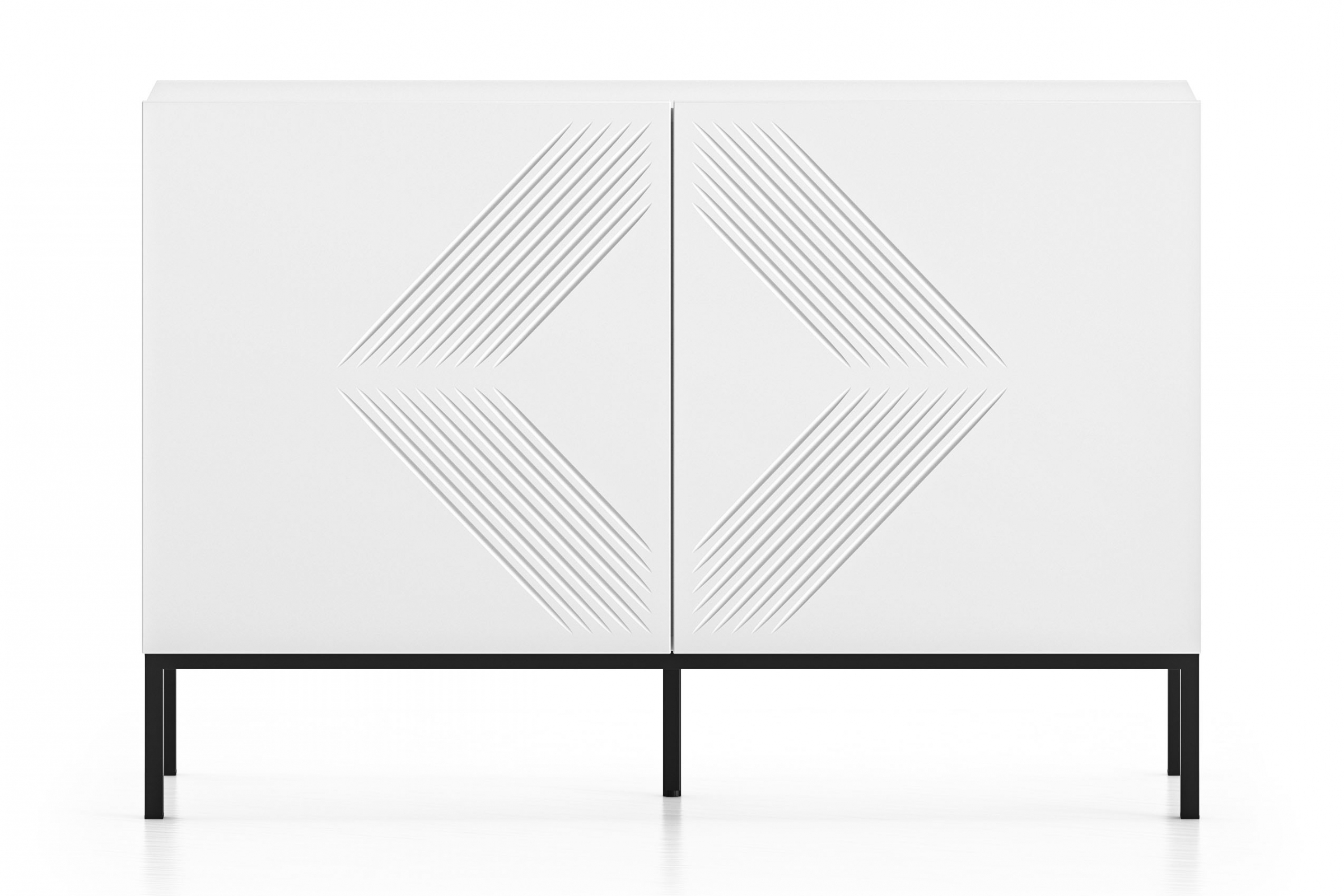 Komoda Pingli 114 cm - bílý mat / černý rošt Komoda Pingli 03 - 114 cm - Bílý mat / Černý Rošt