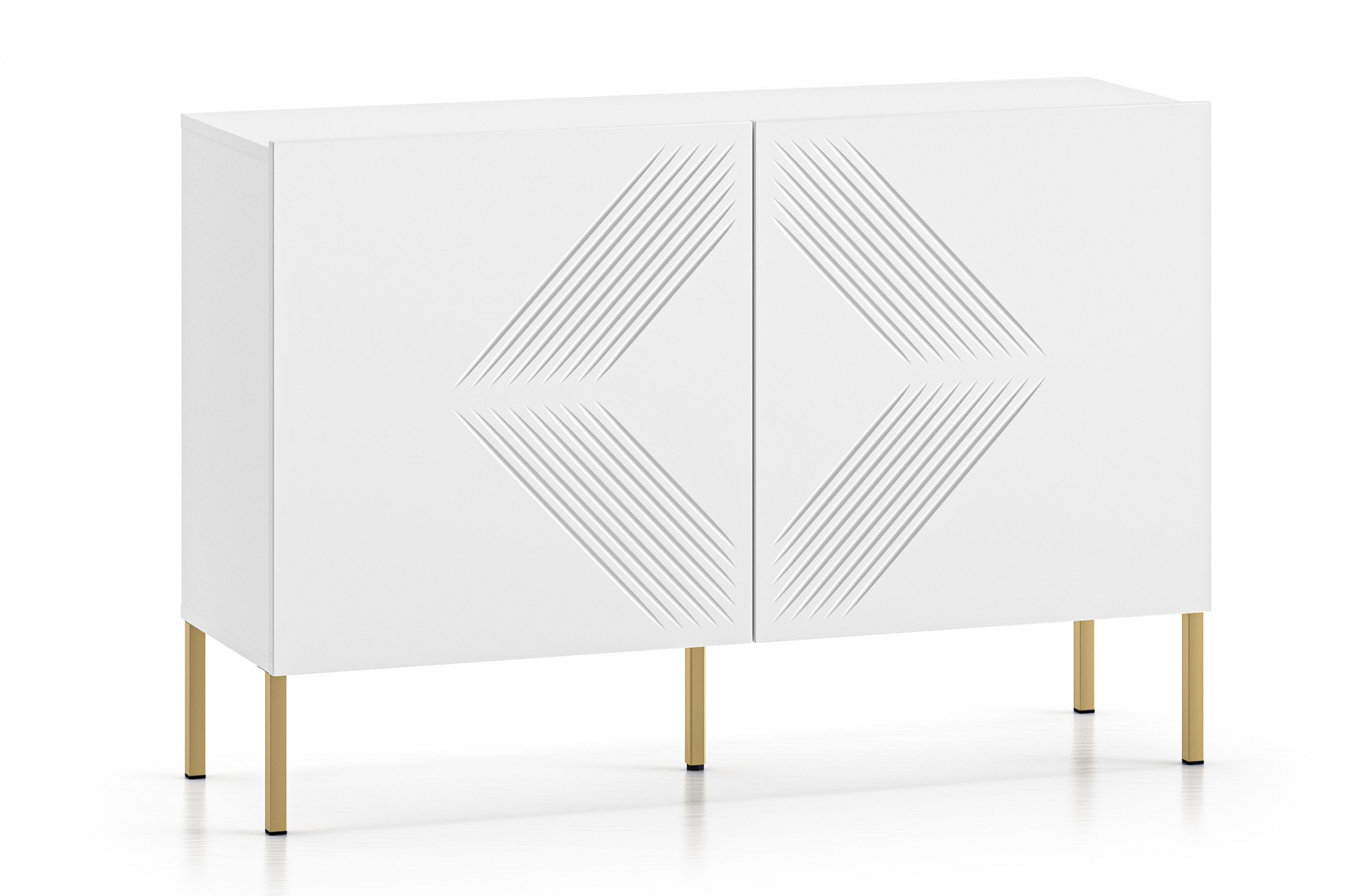 Komoda Pingli 114 cm - bílý mat / zlaté nohy Komoda Pingli 03 - 114 cm - Bílý mat / zlaté Nohy