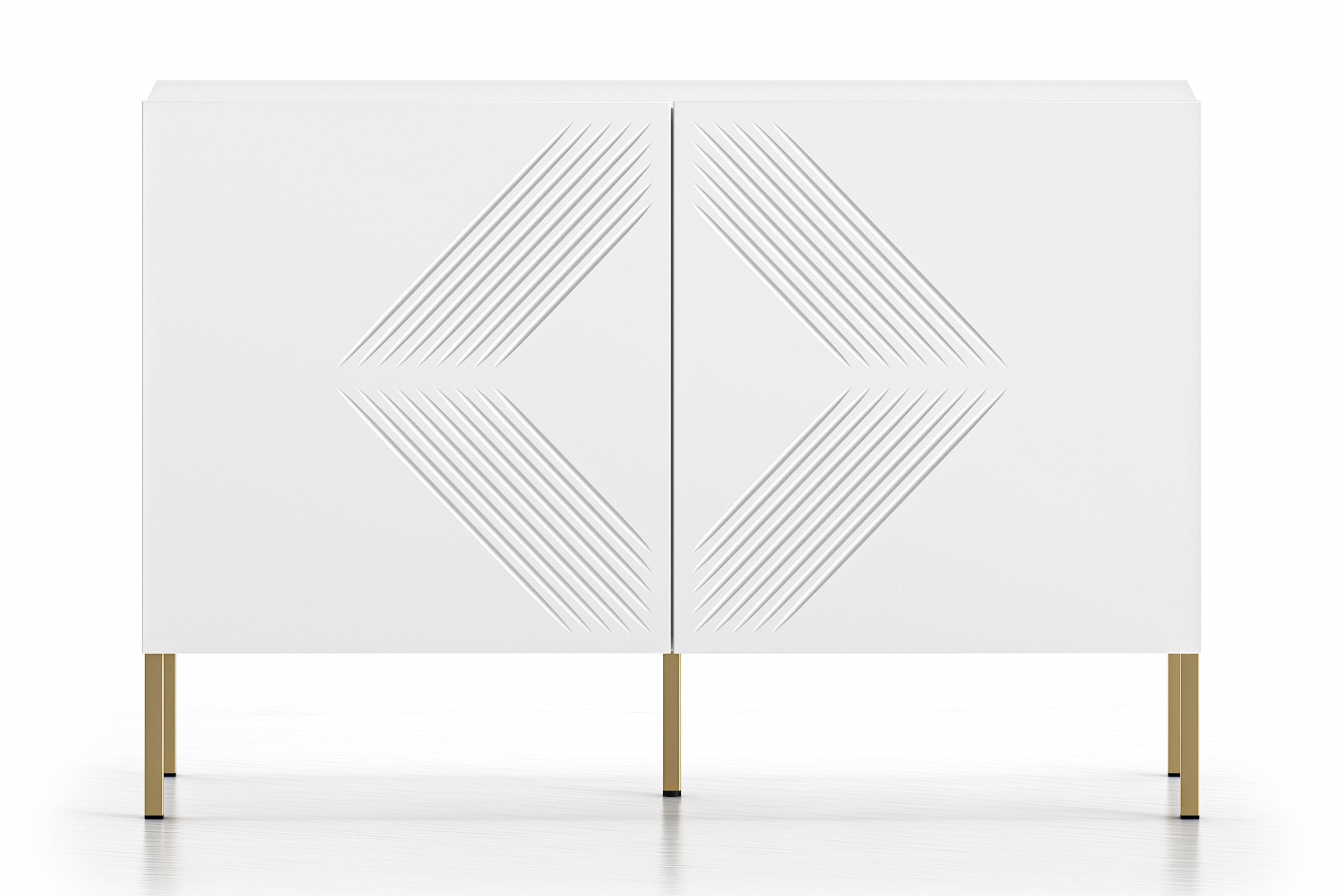 Komoda Pingli 114 cm - bílý mat / zlaté nohy Komoda Pingli 03 - 114 cm - Bílý mat / zlaté Nohy
