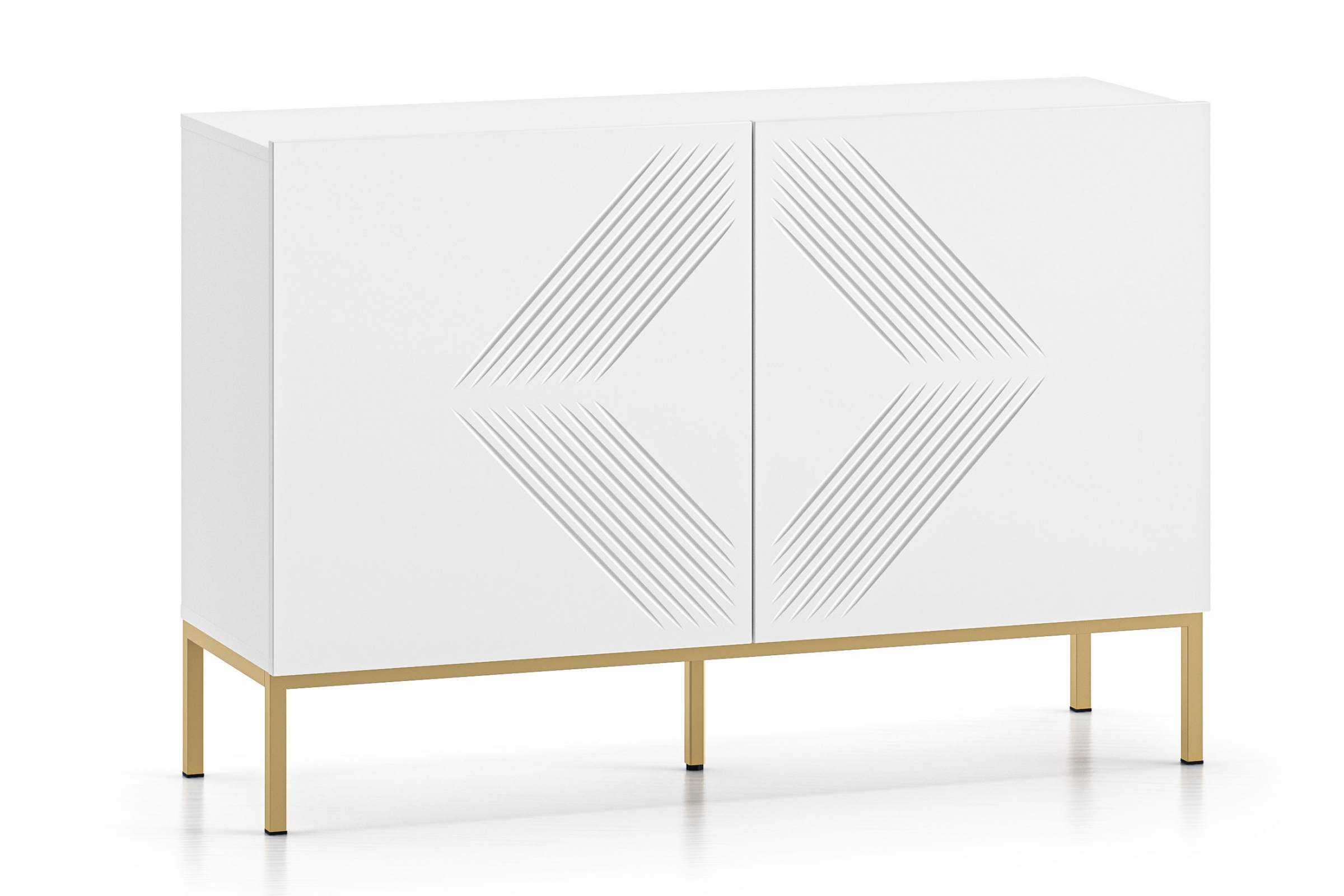 Komoda Pingli 114 cm - bílý mat / zlatý rošt Komoda Pingli 03 - 114 cm - Bílý mat / zlatý Rošt