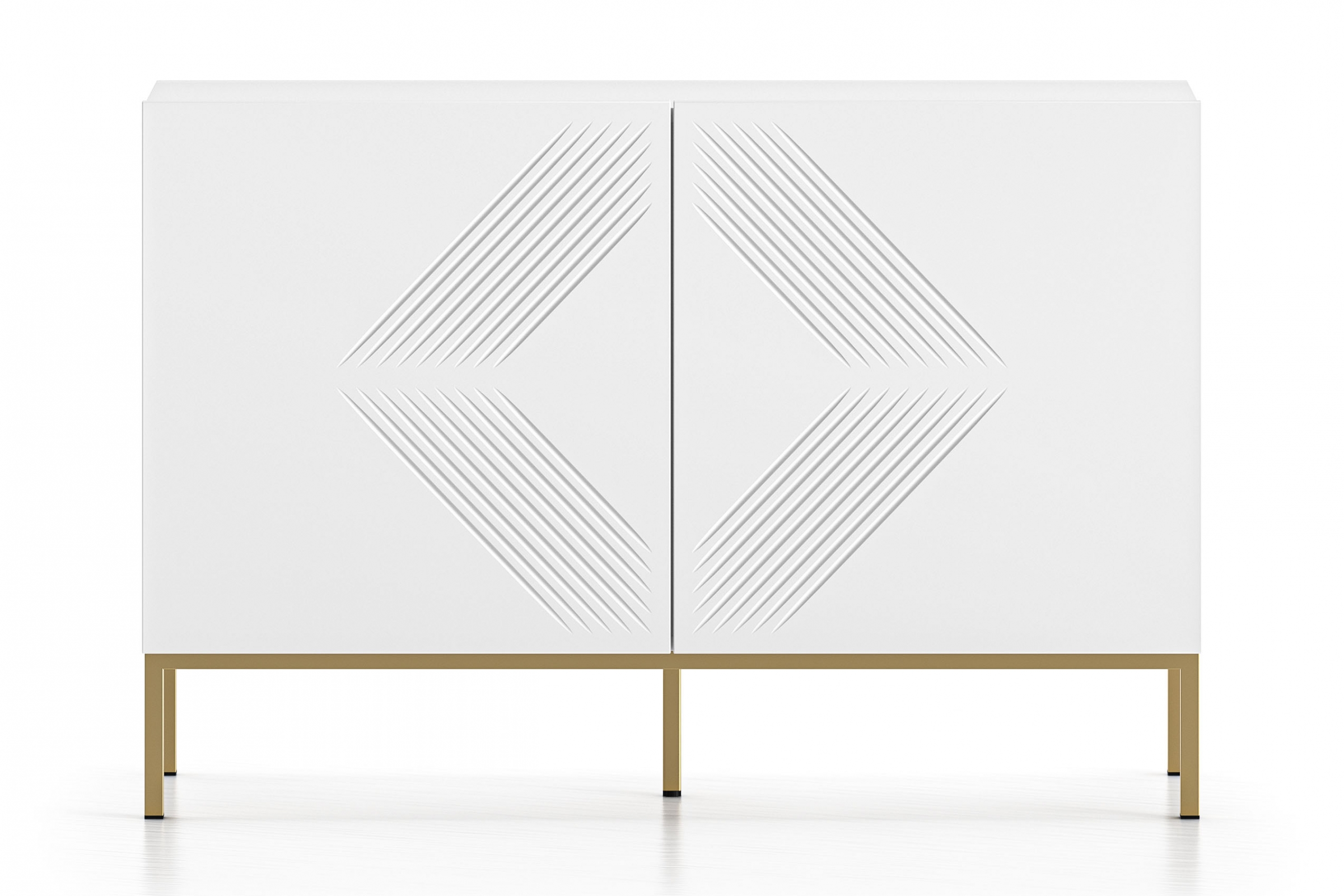 Komoda Pingli 114 cm - bílý mat / zlatý rošt Komoda Pingli 03 - 114 cm - Bílý mat / zlatý Rošt