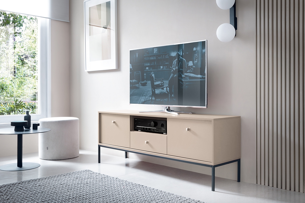 TV komoda Eladia 154 cm - dvoudveřová se zásuvkou a výklenkem - béžová Komoda TV dvoudveřová se zásuvkou a výklenkem Eladia