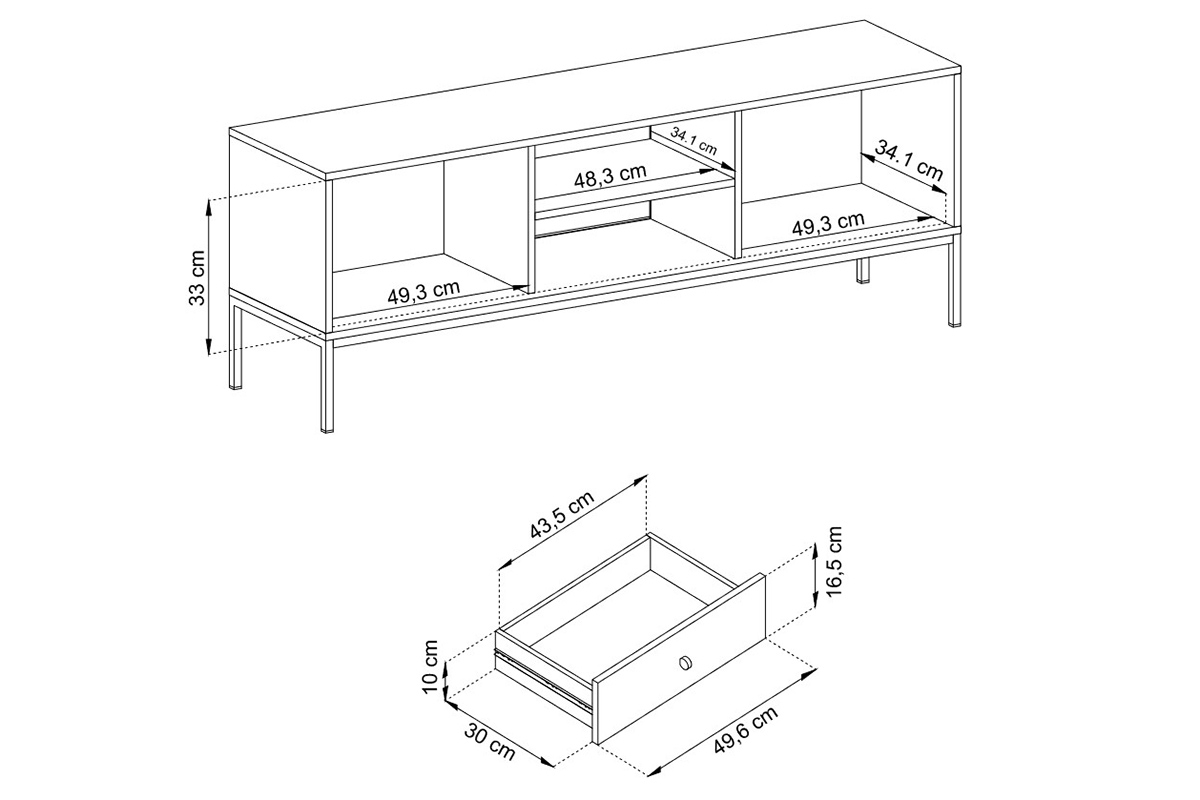 TV stolík Eladia 154 cm - tmavomodrá Rozmery skrinky Eladia
