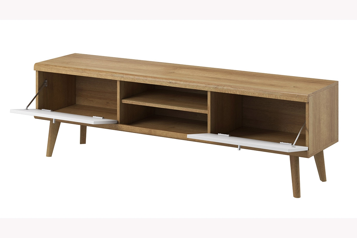 Komoda TV Promi 160 - biely mat / Dub riviera  priestranná Komoda TV