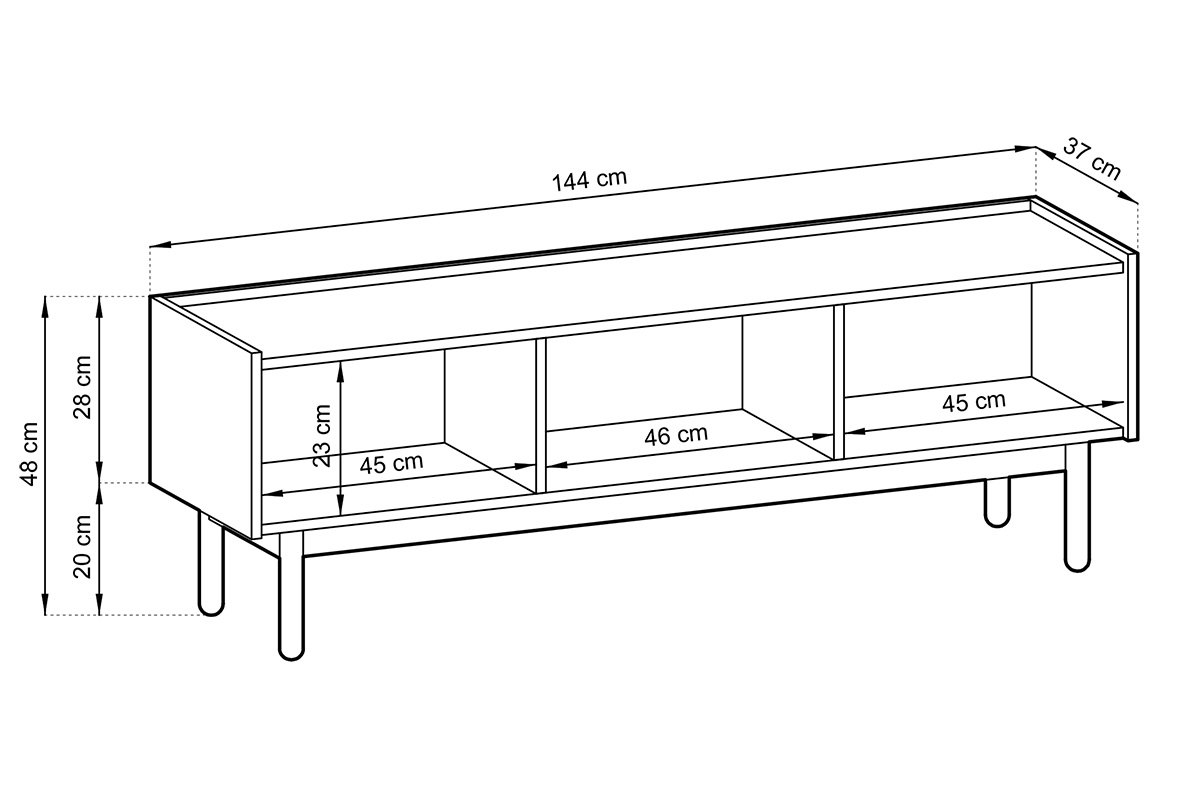 TV stolík Landia - dub riviera / biely mramor Trojdverová TV skrinka Landia - dub riviera / biely mramor - rozmery