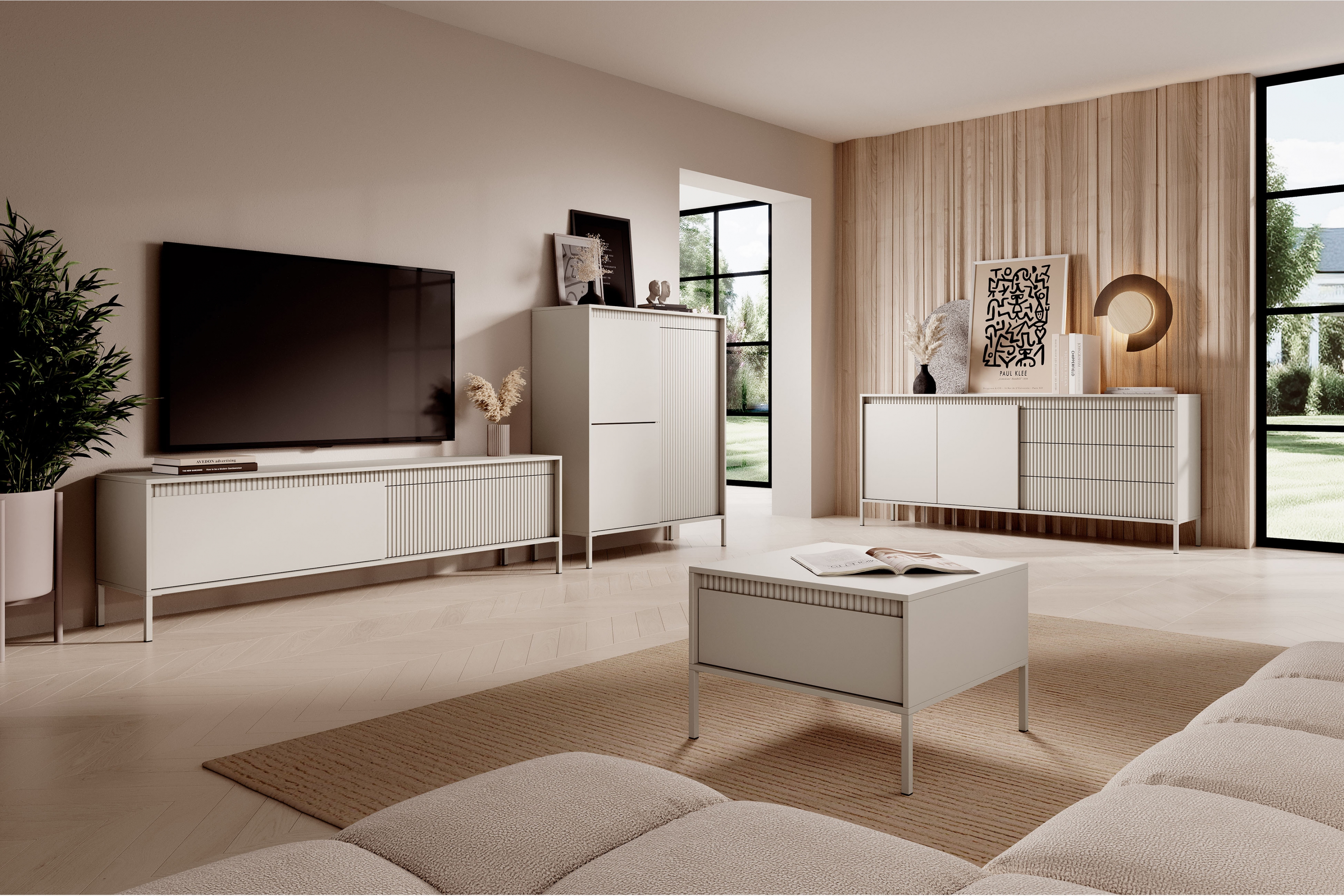 Komoda Sanos so zásuvkami 153 cm - Béžová Komoda Sanos so zásuvkami 153 cm - Béžová