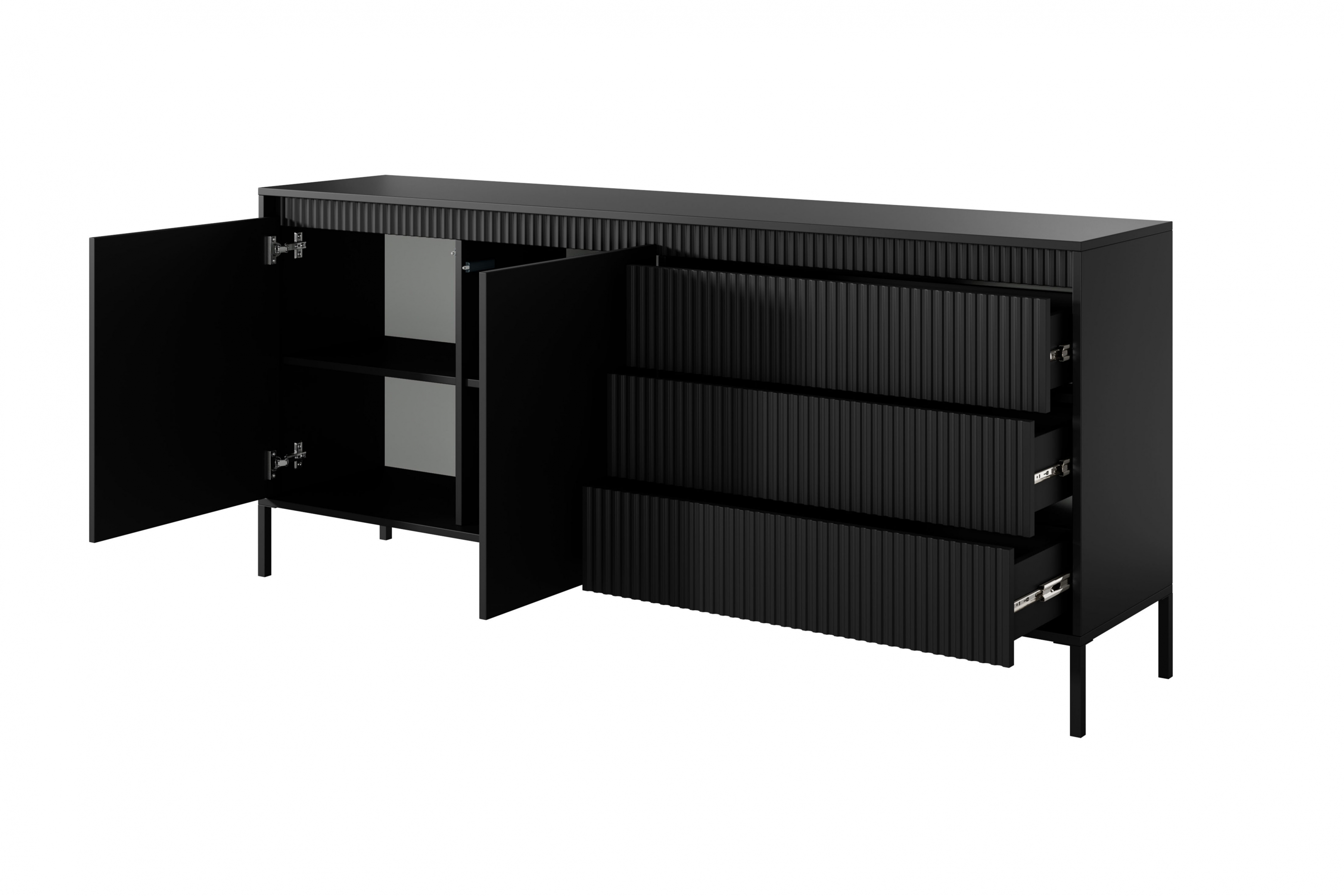 Komoda Sanos so zásuvkami 187 cm - Čierna Komoda Sanos so zásuvkami 187 cm - Čierna