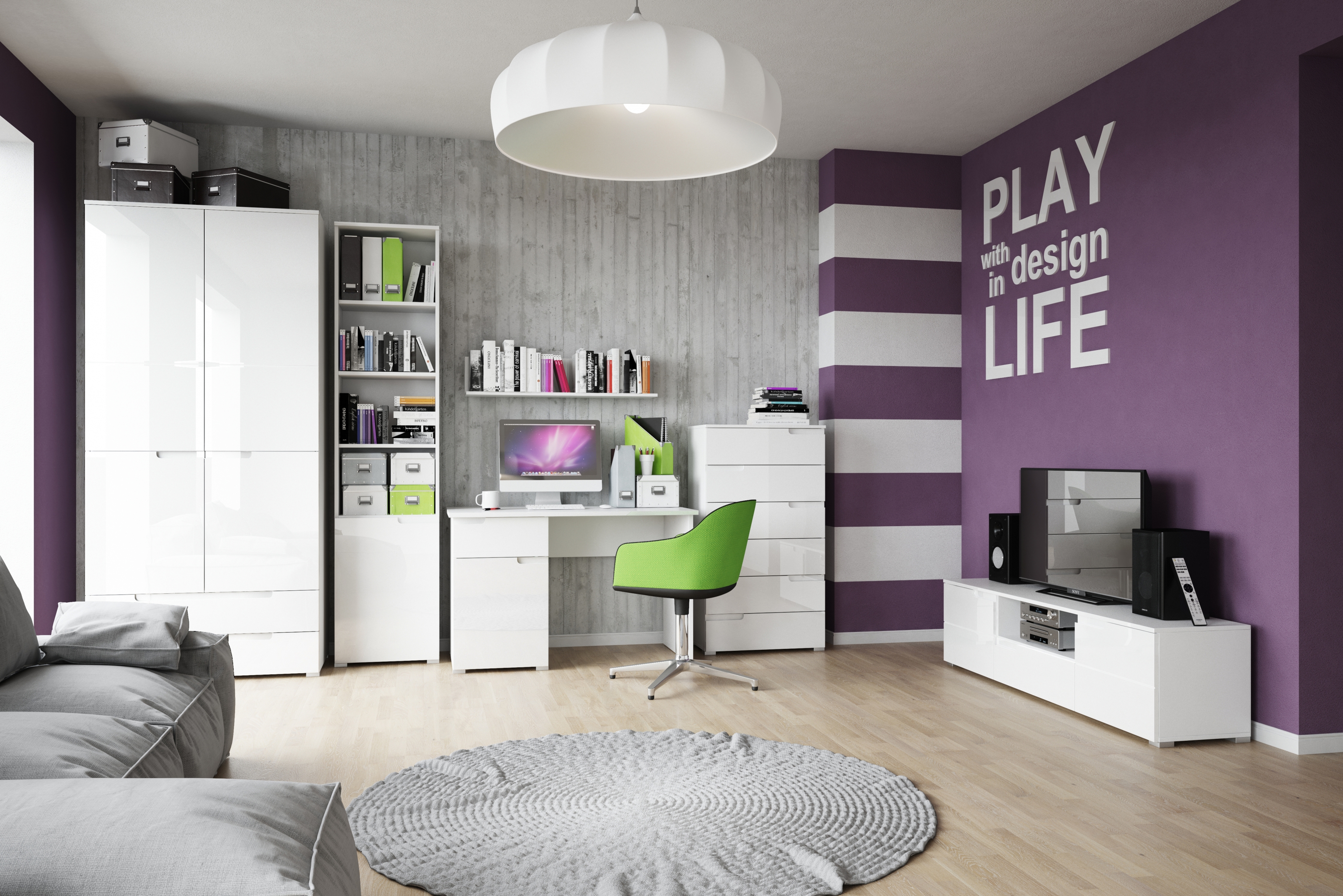 Komoda Alwa 2 se 4 zásuvkami 50 cm - bílý lesk Komoda Selene 2 z 4 zásuvkami 50 cm - Bílý lesk