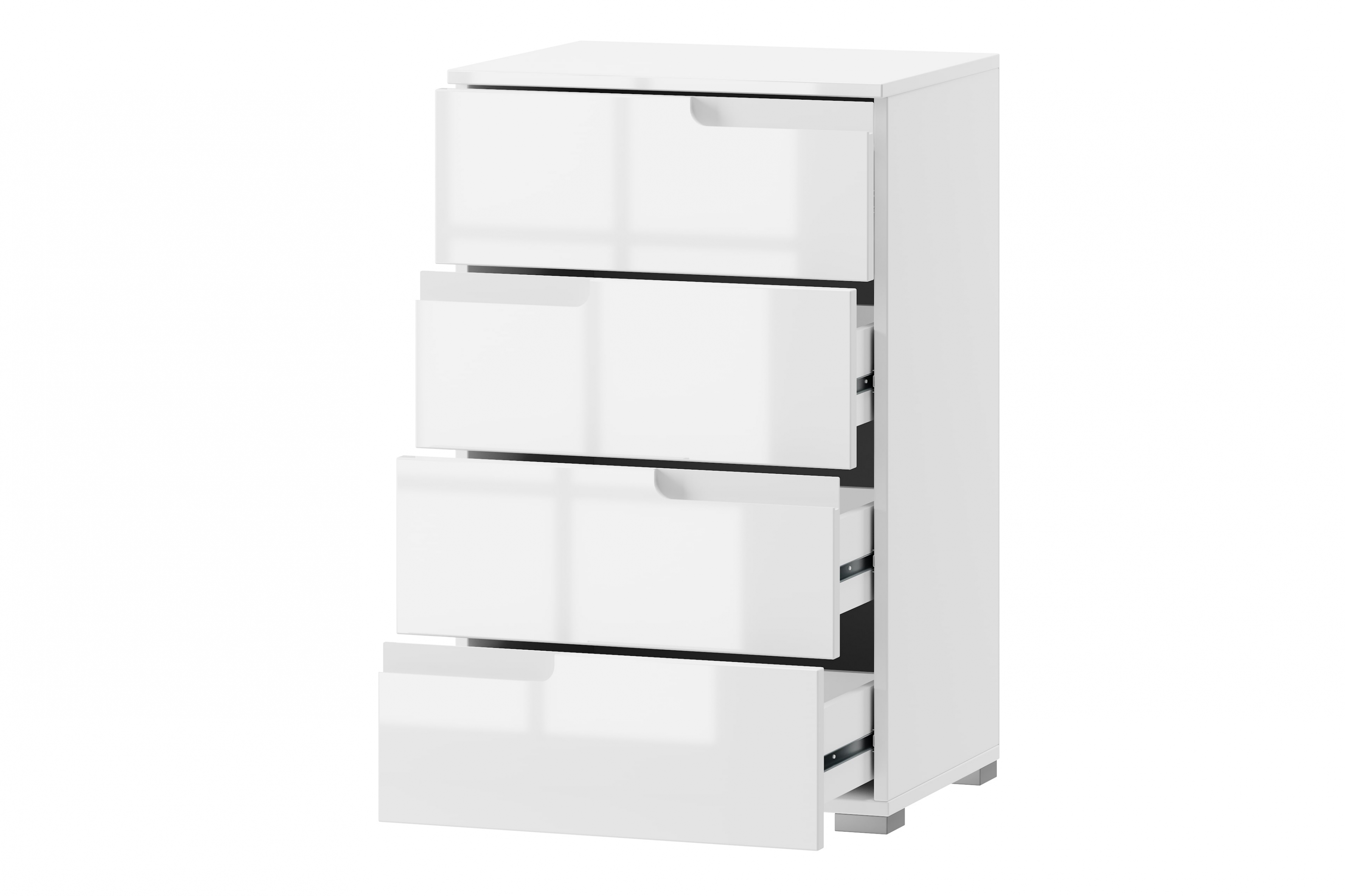 Komoda Alwa 2 se 4 zásuvkami 50 cm - bílý lesk Komoda Selene 2 z 4 zásuvkami 50 cm - Bílý lesk