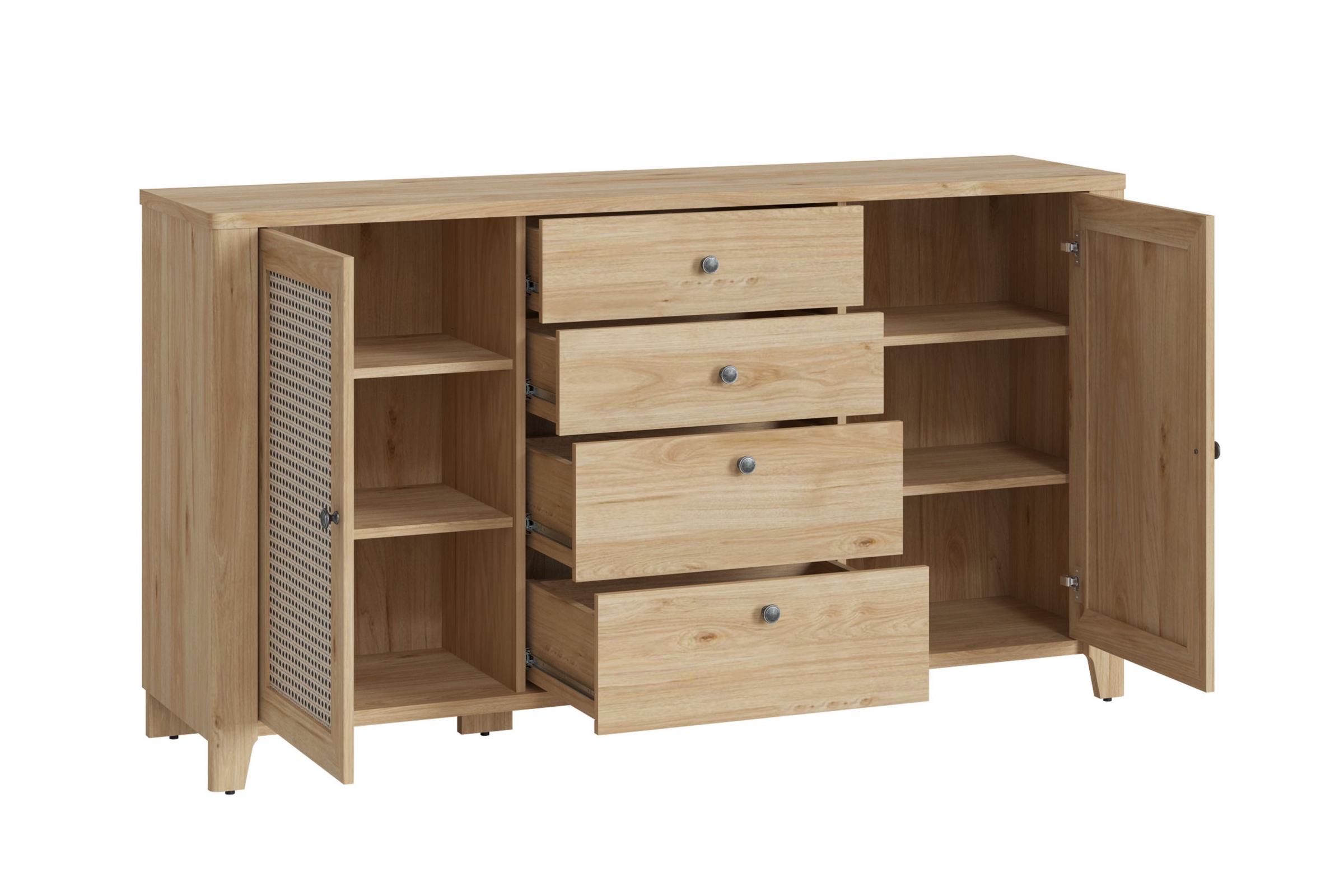 Komoda dvojdverová so štyrmi zásuvkami Selia 05 - jackson hikory / amadeus Komoda Selia 164 cm so zásuvkami - jackson hikory / amadeus