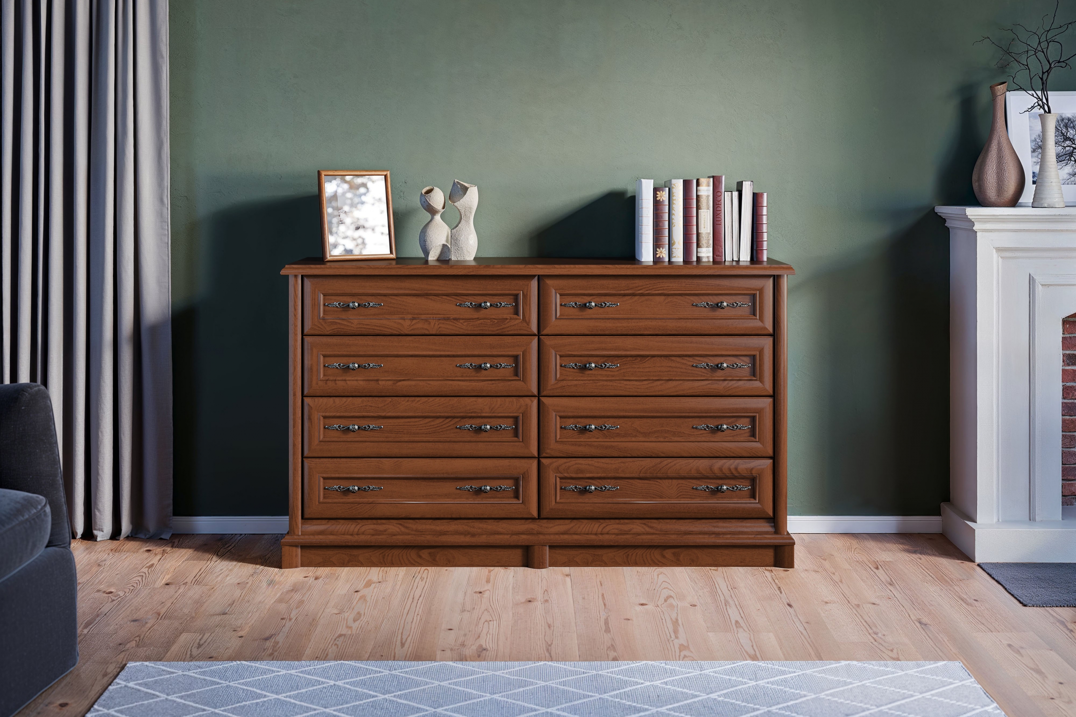 Komoda Sonata 150 cm - gaštan Komoda Sonata z osmioma zásuvkami 150 cm - gaštan szlachetny