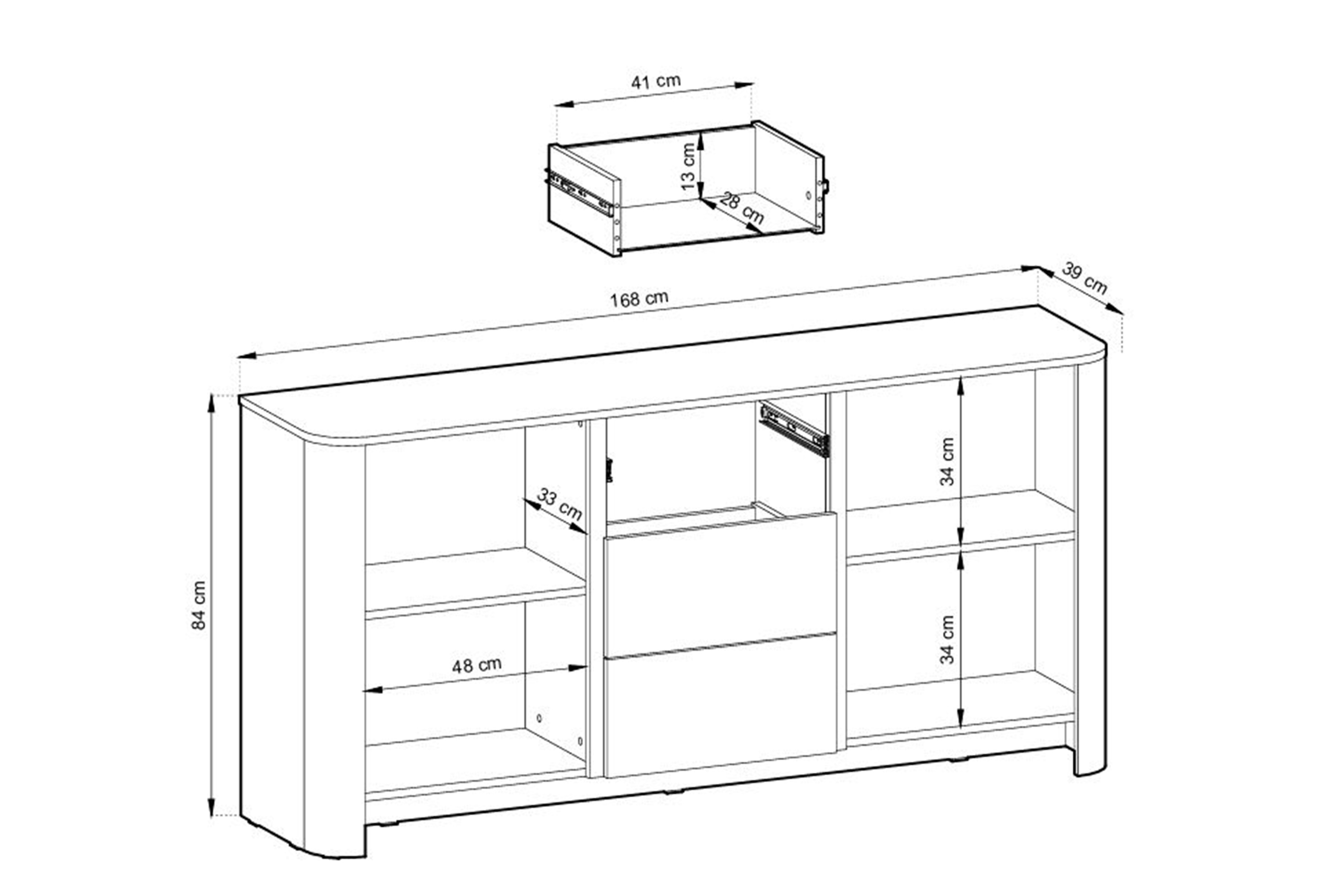 Komoda Sorrenti 168 cm - kašmírová / zlatá Komoda Sorrenti 168 cm so zásuvkami - kašmír / zlaté