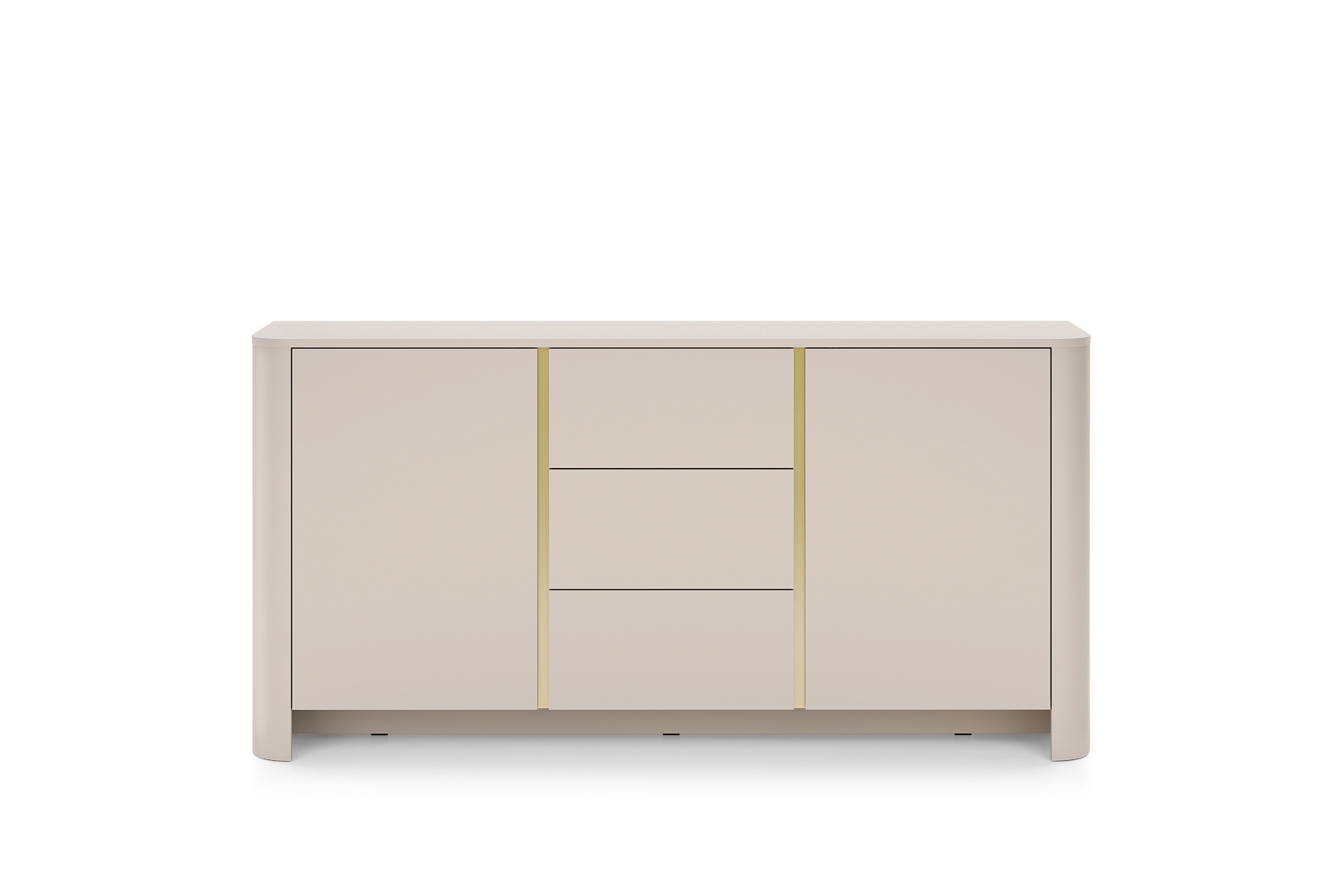 Komoda Sorrenti 168 cm - kašmírová / zlatá Komoda Sorrenti 168 cm so zásuvkami - kašmír / zlaté