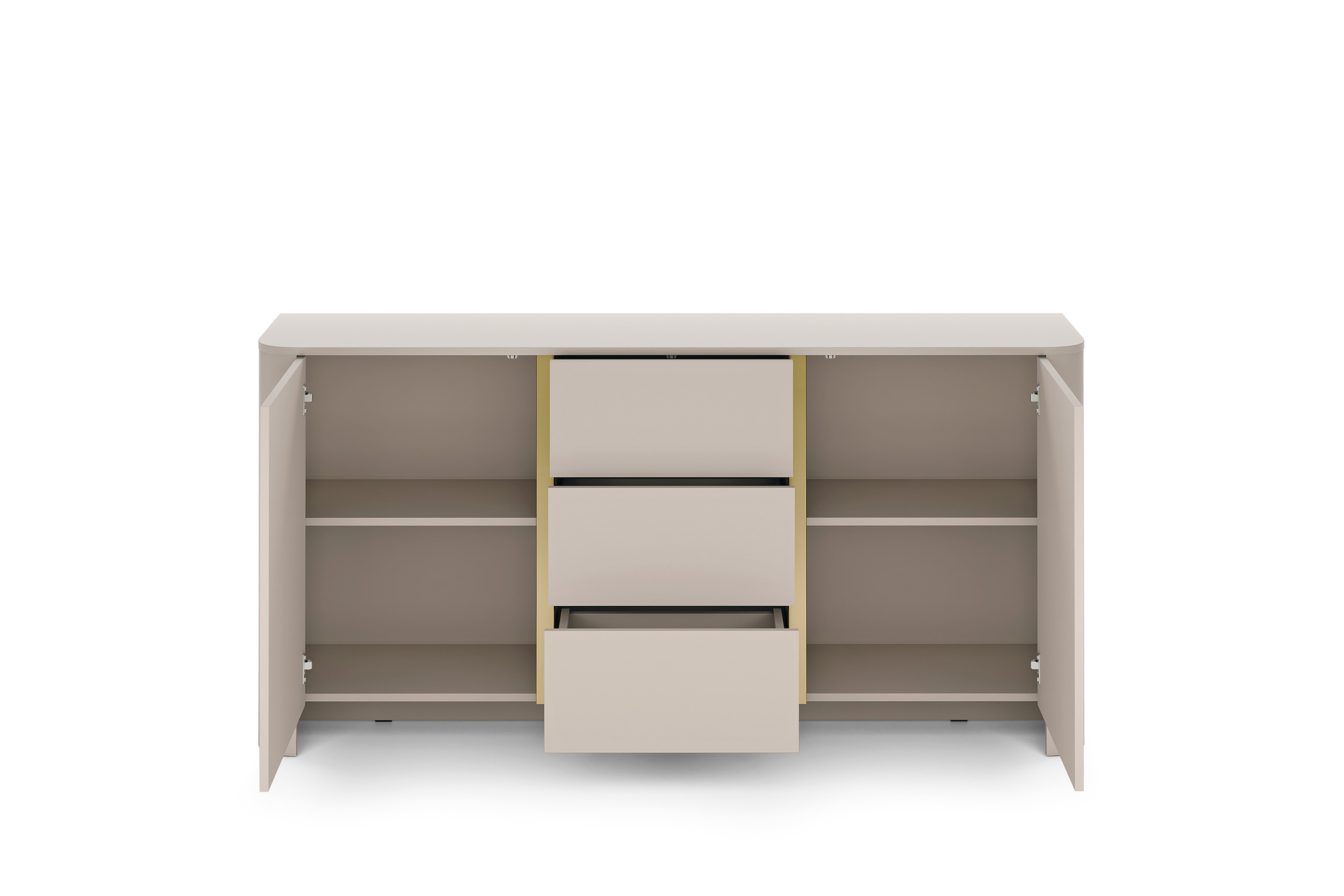 Komoda Sorrenti 168 cm - kašmírová / zlatá Komoda Sorrenti 168 cm so zásuvkami - kašmír / zlaté