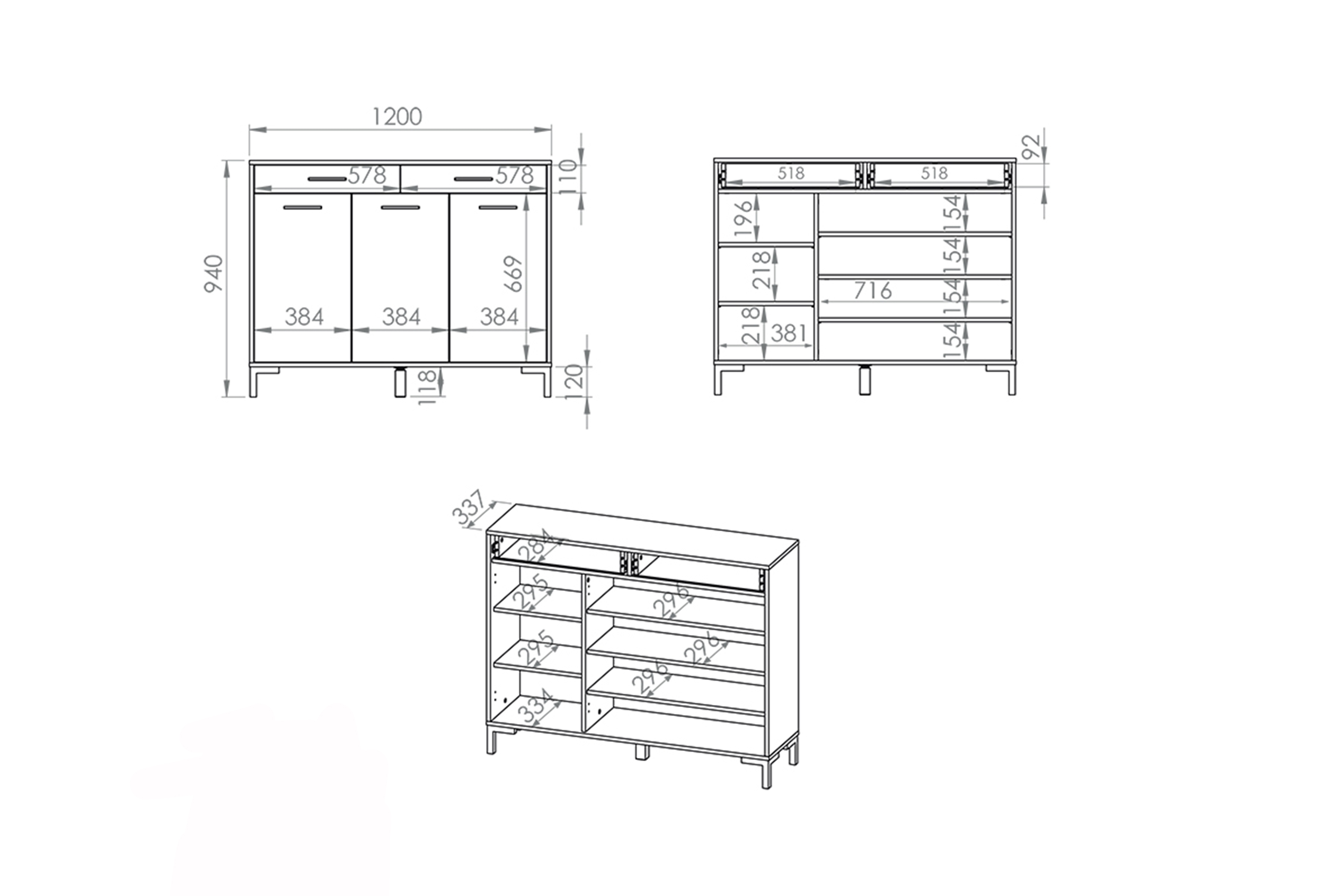 Komoda Klarso 14 se zásuvkami 120 cm - dub artisan Komoda třídveřová Klarso 14 se zásuvkami 120 cm - dub artisan