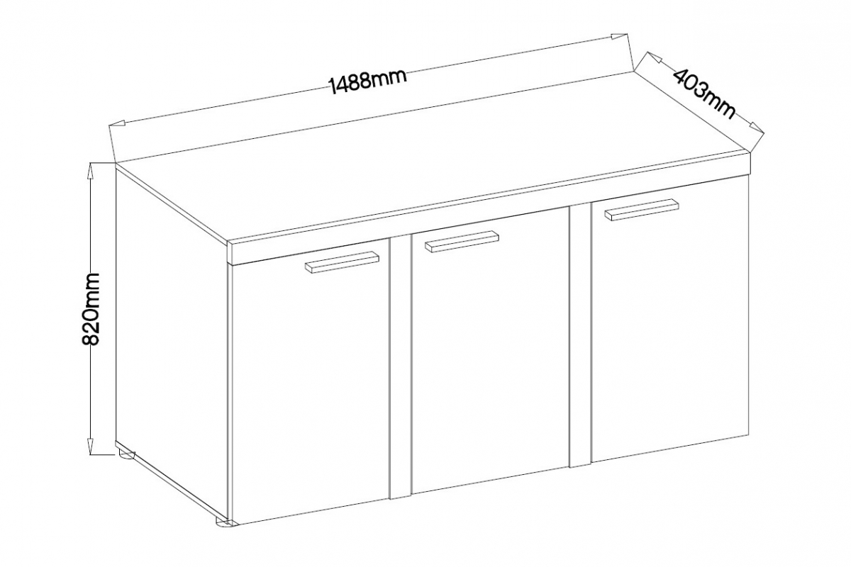 Komoda Luiza 2F - beton světlý Komoda třídveřová Luiza 3F - 149 cm - beton světlý