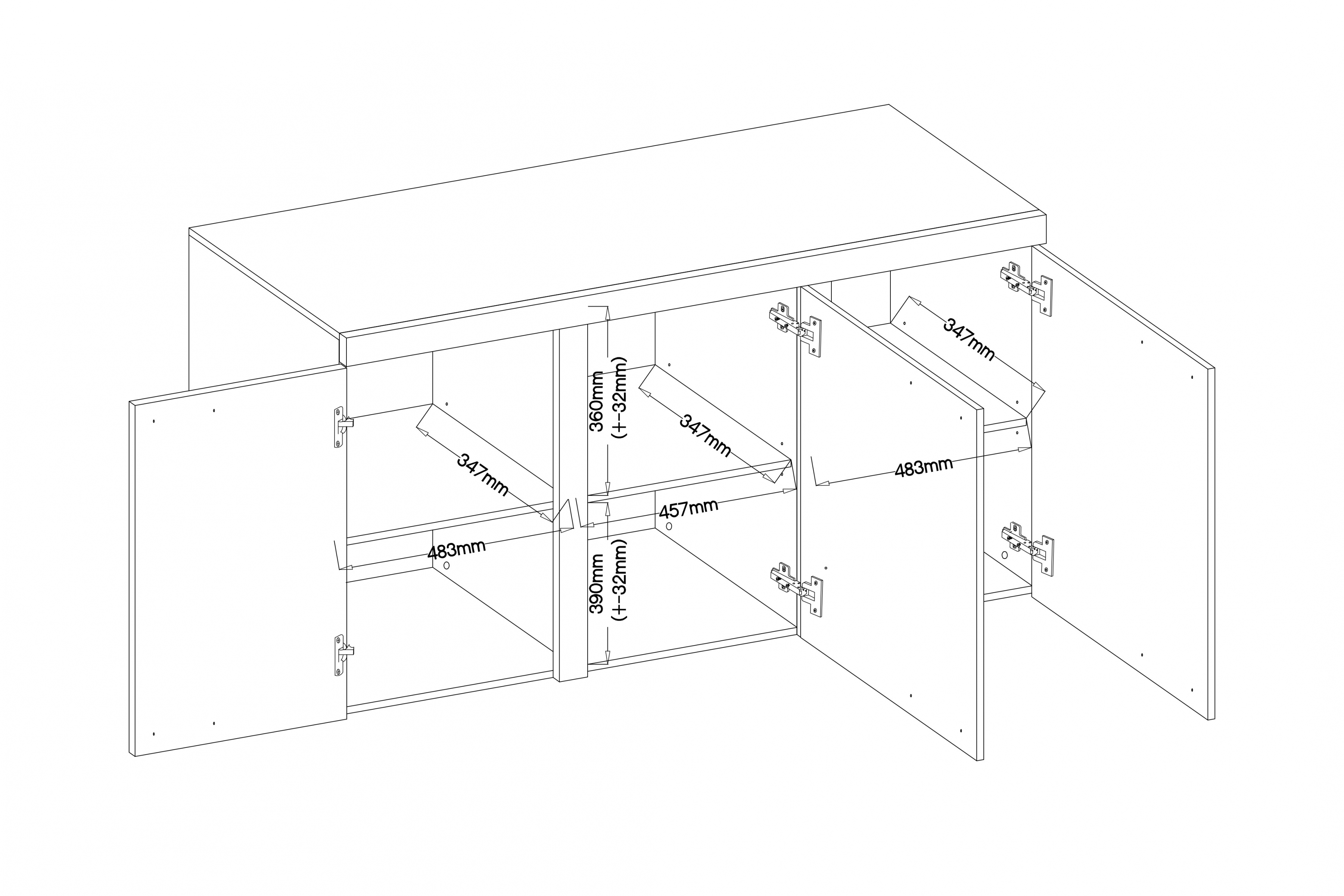 Komoda Luiza 2F - beton světlý Komoda třídveřová Luiza 3F - 149 cm - beton světlý