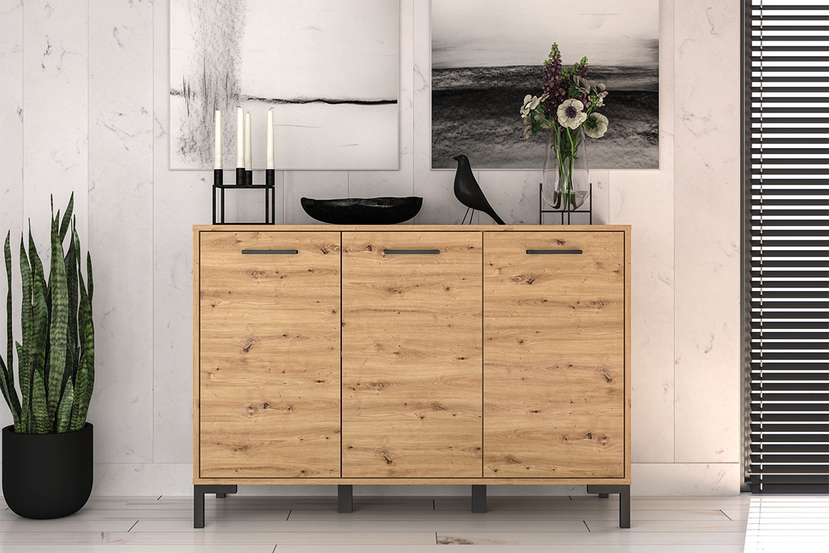 Komoda trojdverová Klarso 10 - 120 cm - Dub artisan Komoda .