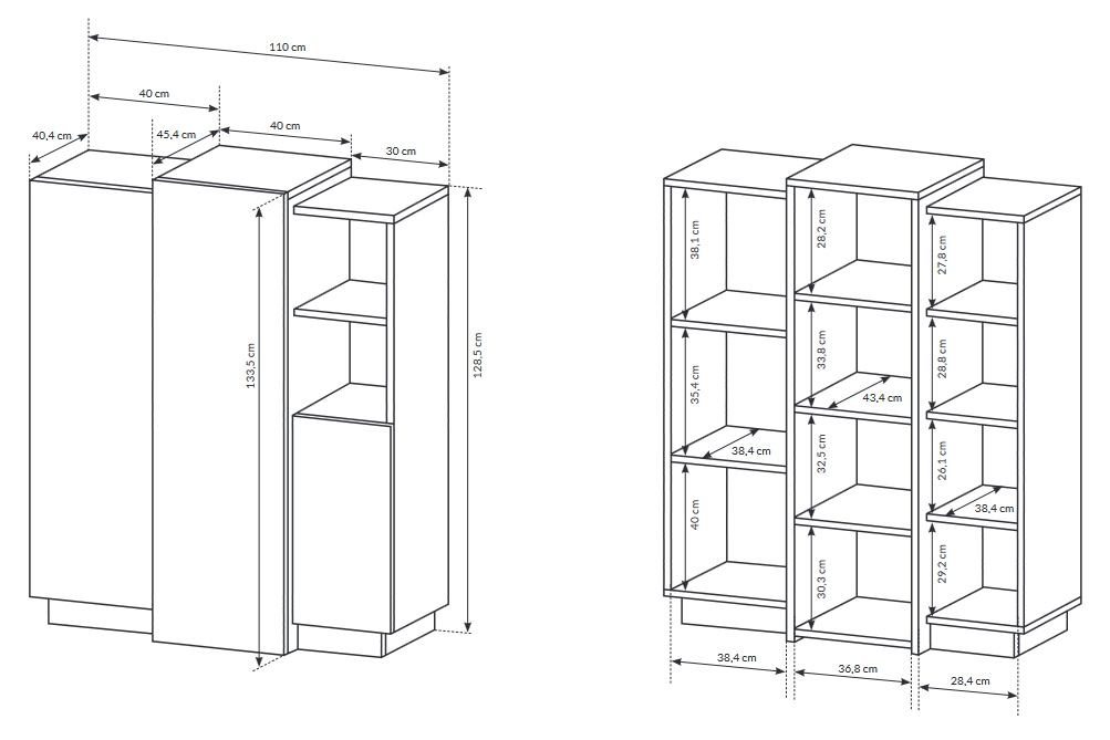 Komoda Numb 110 cm - bílá / dub craft Komoda třídveřová Numb 110 cm - Bílý/Dub craft