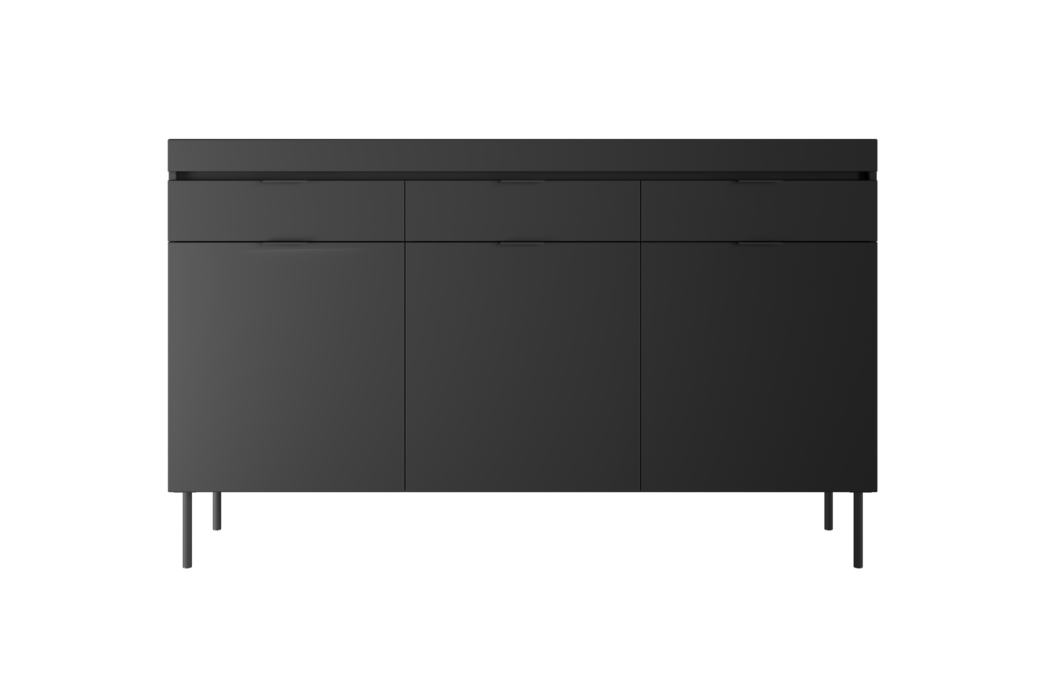 Komoda Sentia 157 cm s 3 zásuvkami - čierna / čierna Komoda trojdverová Sentia 157 s tromi zásuvkami - Čierny / Čierny 