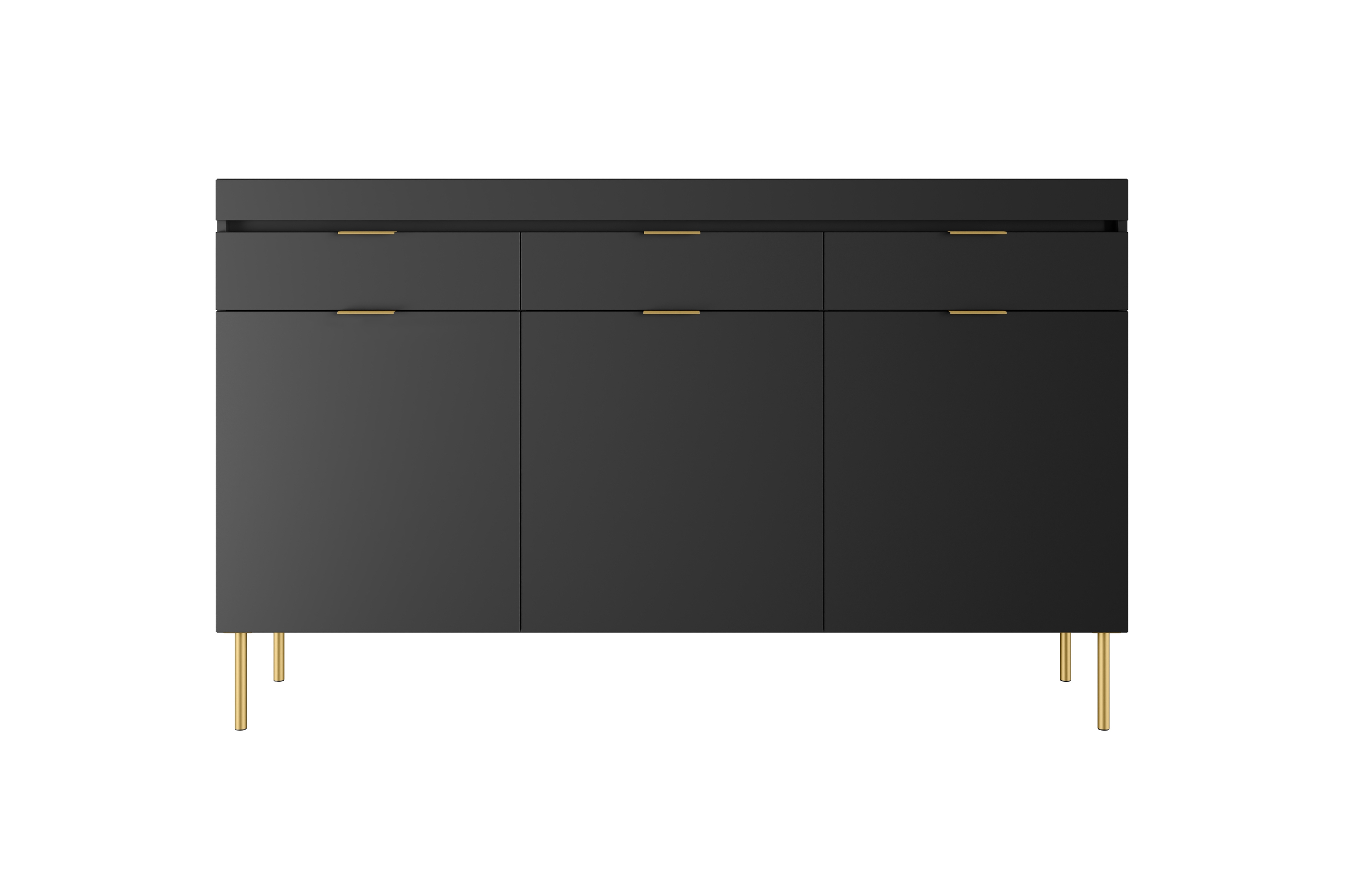 Komoda Sentia 157 cm s 3 zásuvkami - čierna / zlatá Komoda trojdverová Sentia 157 s tromi zásuvkami - Čierny / zlaté 