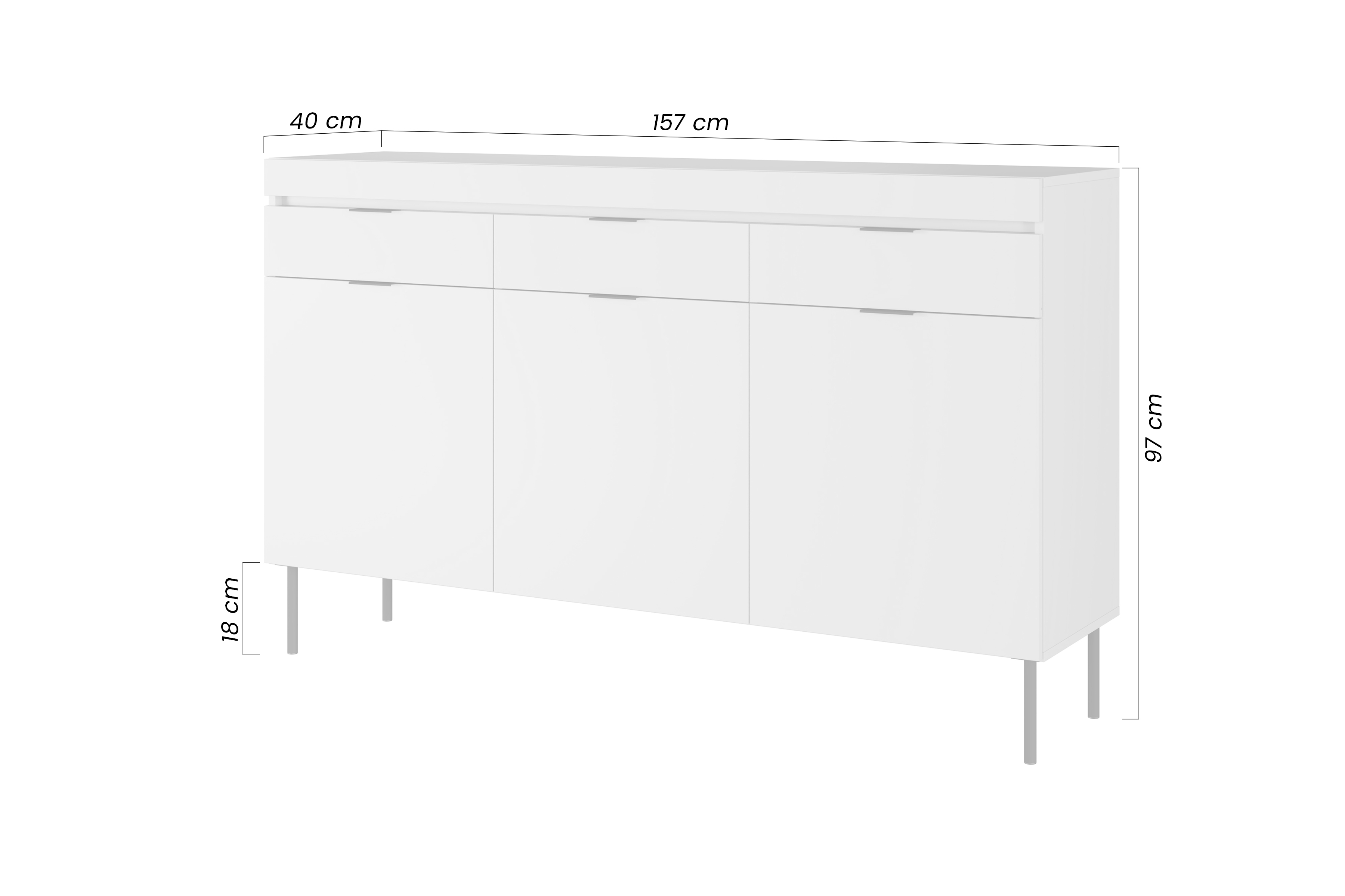 Komoda Sentia 157 cm se zásuvkami - kašmírová / černá Komoda třídveřová Sentia 157 se třemi  zásuvkami - kašmír / černá 