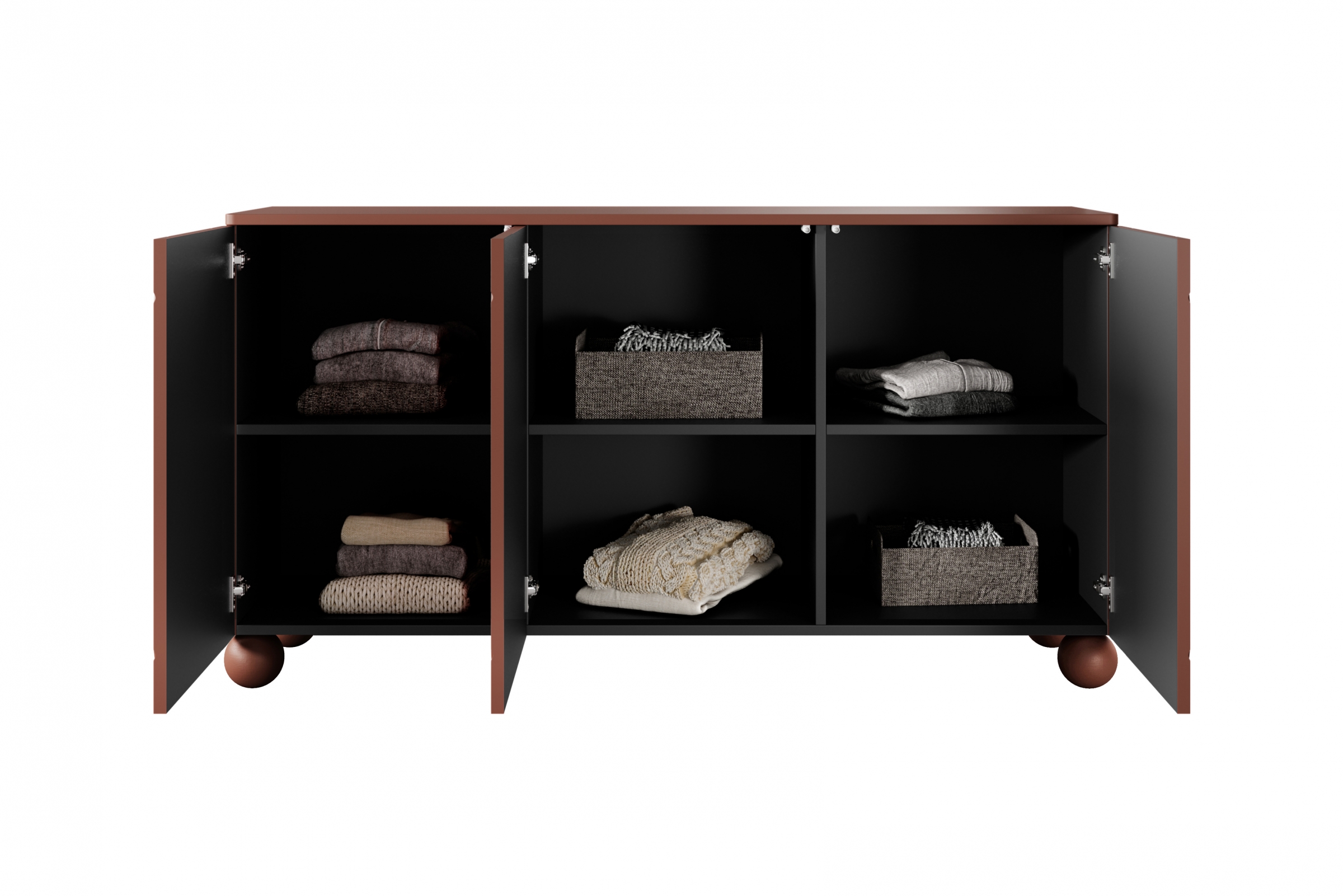 Komoda Sonatia II 150 cm - burgundová priestorná Komoda