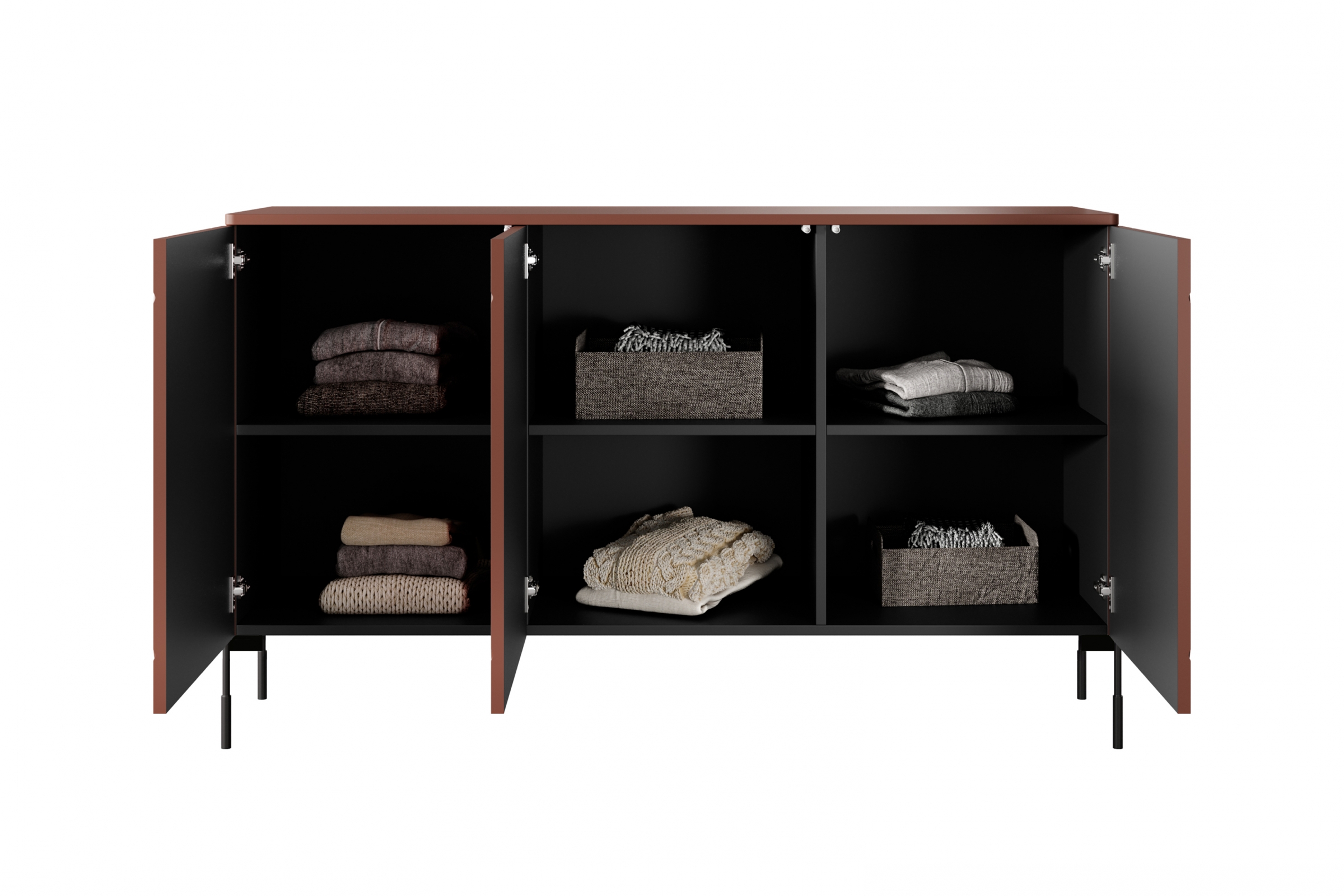 Komoda Sonatia 150 cm - burgund Komoda třídveřová Sonatia na kovových nohách 150 cm - burgund