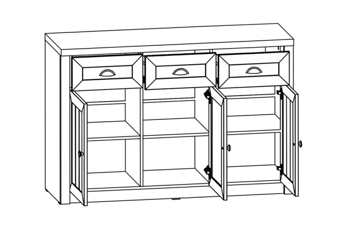Komoda trojdverová s 3 zásuvkami Prowansja K3S Green Komoda Nábytok bogart