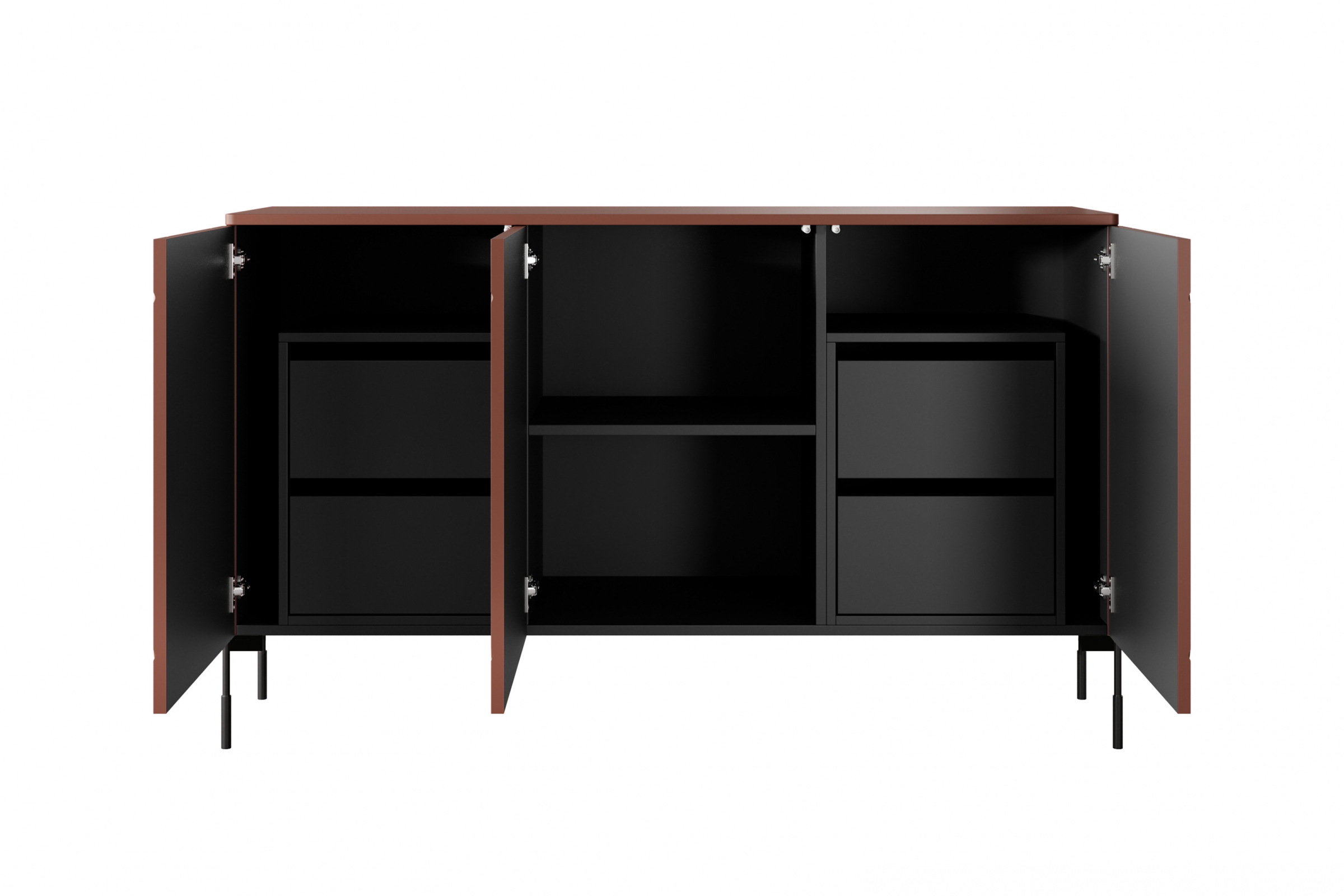 Komoda Sonatia 150 cm s 2 ukrytými zásuvkami - burgundová Komoda so zásuvkami