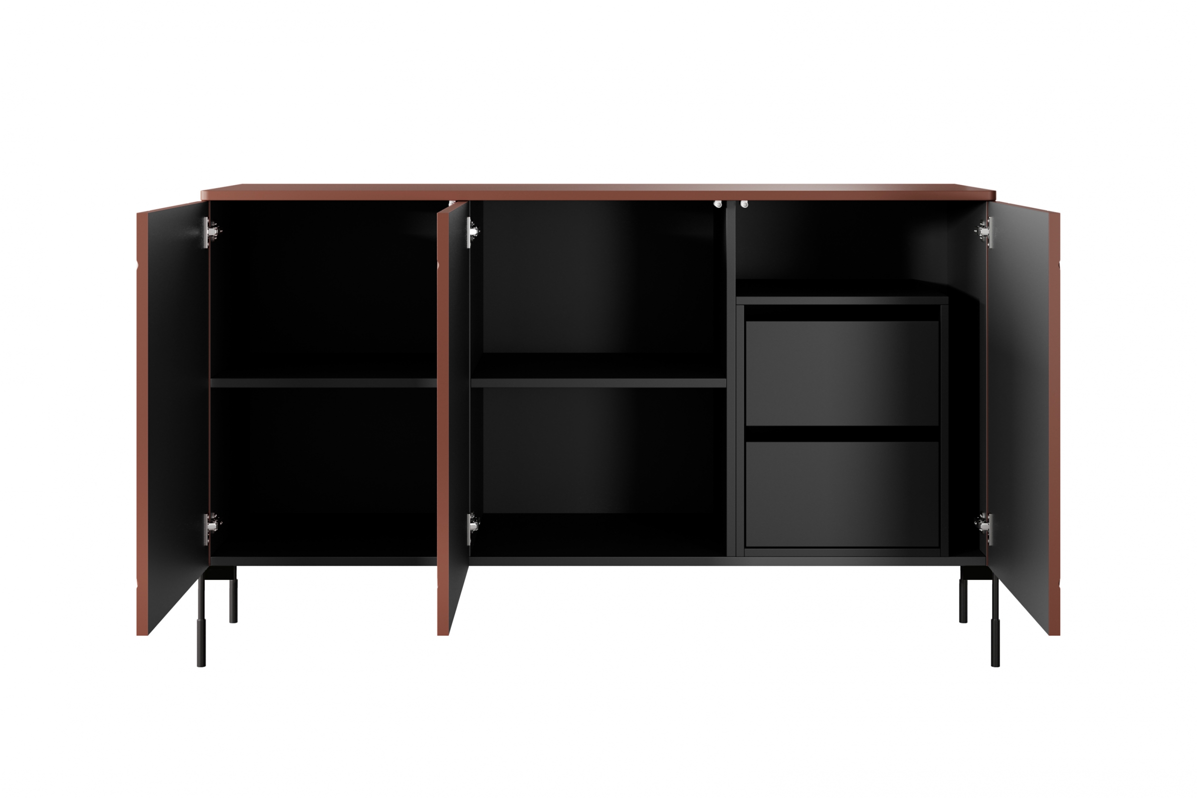 Komoda Sonatia 150 cm s 2 ukrytými zásuvkami - burgundová Komoda trojdverová s dvoma ukrytymi zásuvkami Sonatia 150 cm - burgund