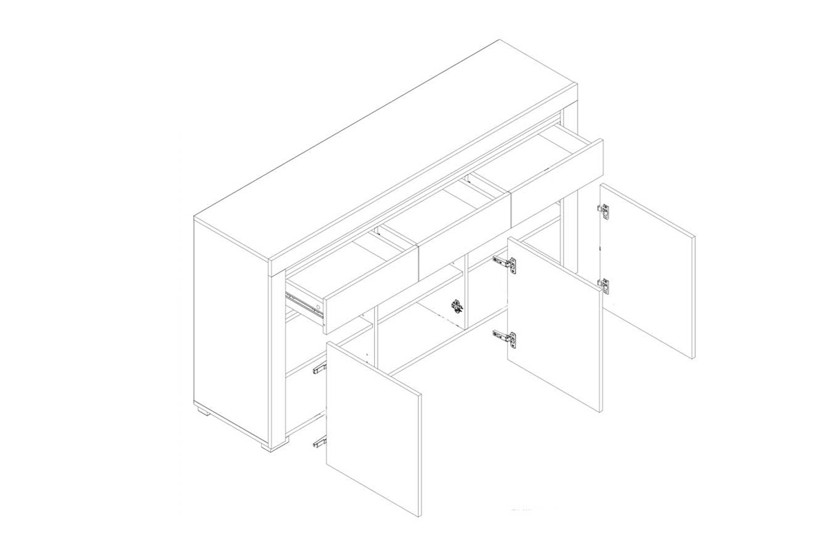Komoda so zásuvkami Arizona RRK -1 Dub Artisan / Antracit Trojdverová komoda so zásuvkami Arizona RRK-1 - schéma