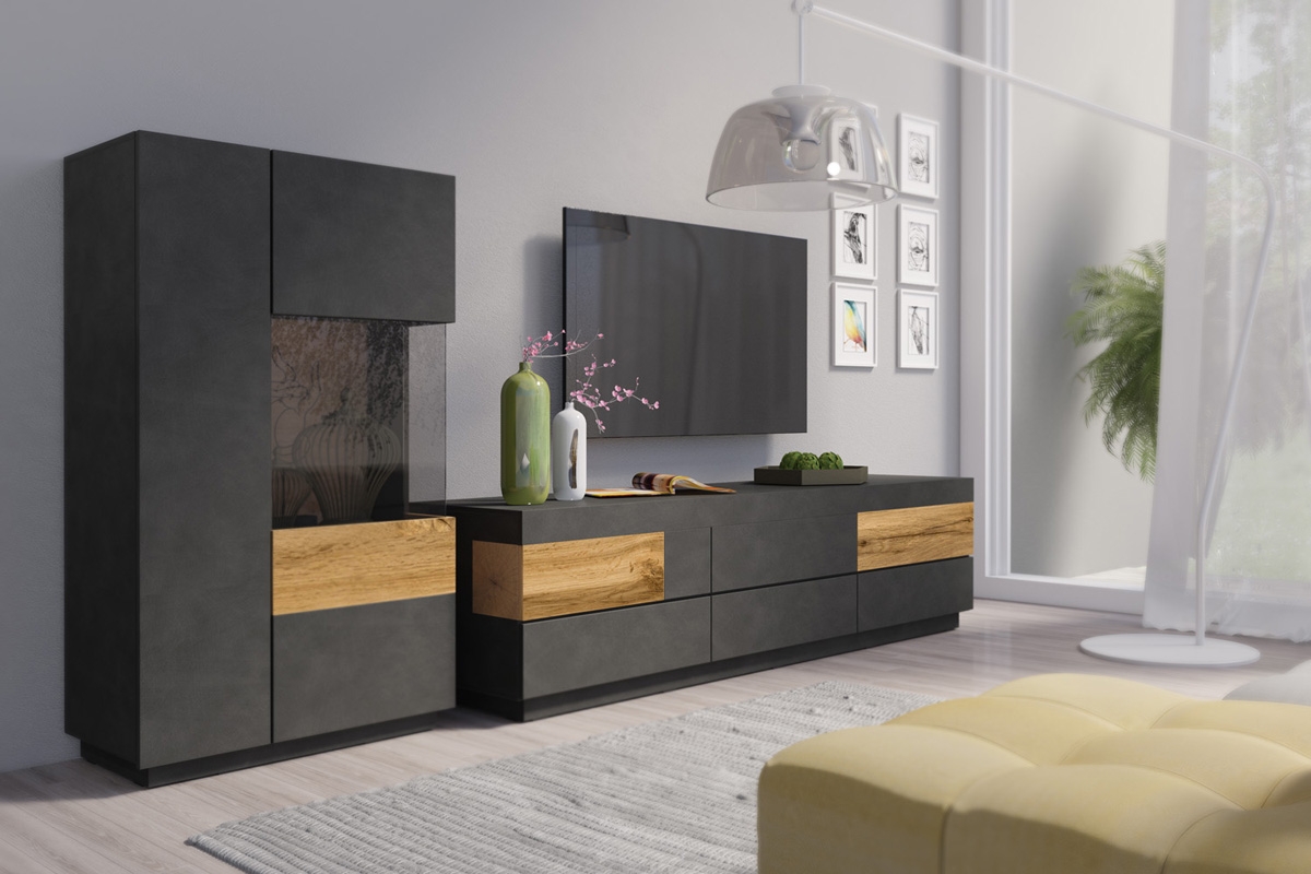 TV skrinka Silke 40 so šiestimi zásuvkami - matera / dub wotan Nábytok moderné 