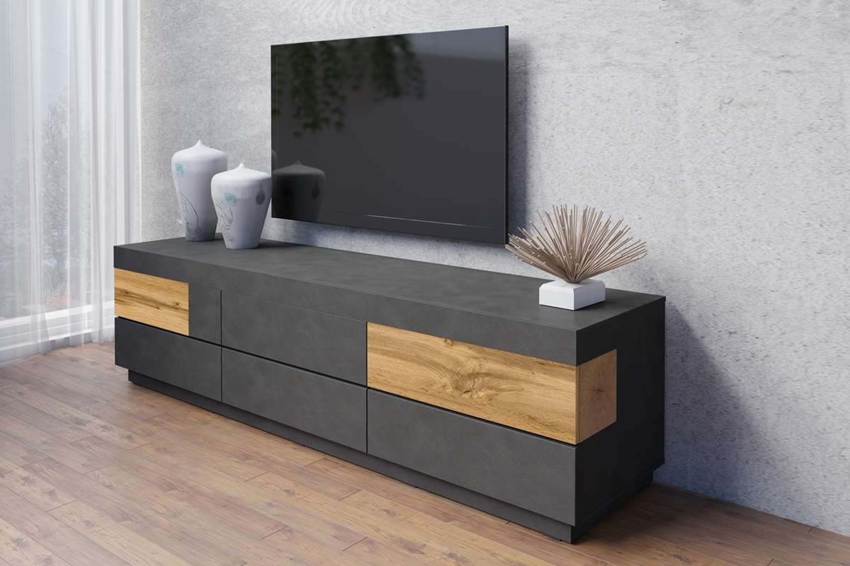 TV skrinka Silke 40 so šiestimi zásuvkami - matera / dub wotan TV so zásuvkami 