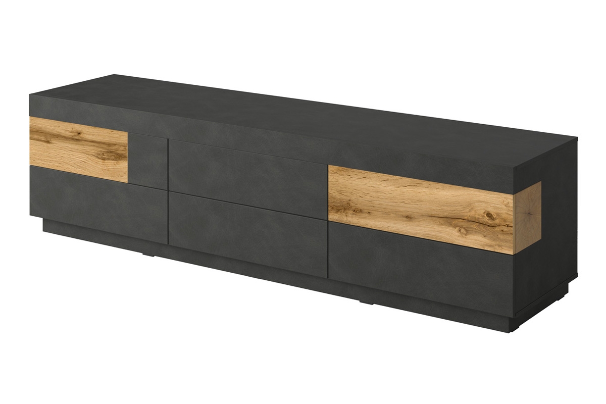 TV skrinka Silke 40 so šiestimi zásuvkami - matera / dub wotan szeroka TV skrinka