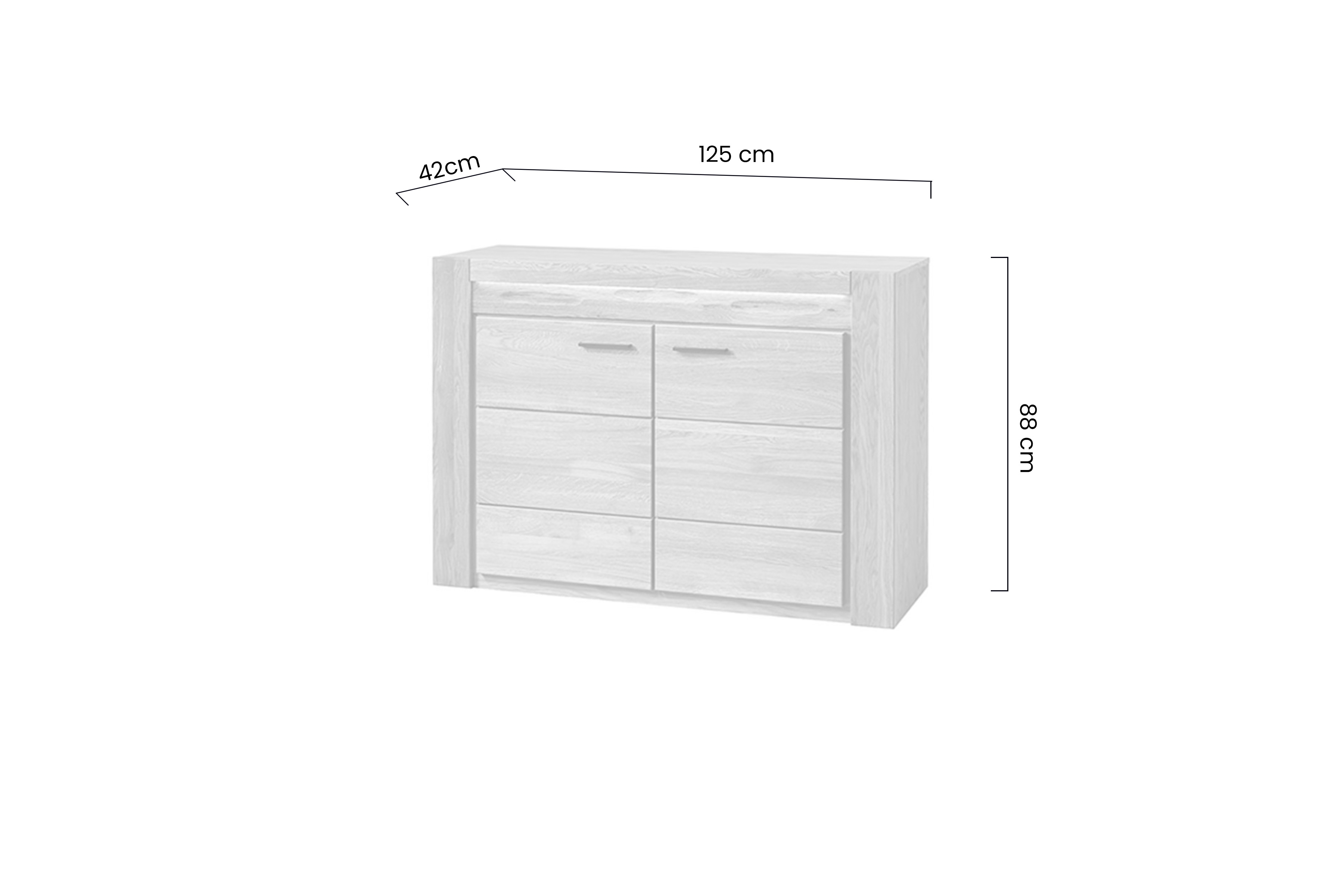 Komoda Velvet 44 120 cm - přírodní Komoda Velvet 44 dvoudveřová 120 cm - dub natura