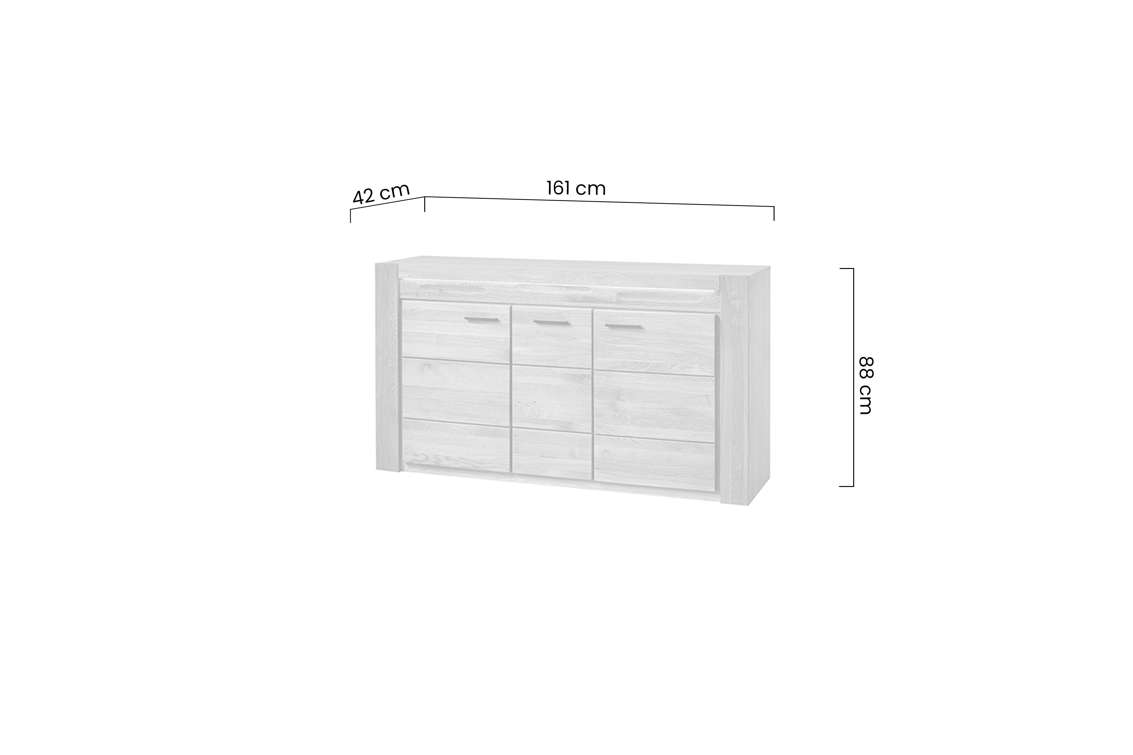 Třídveřová komoda Velvet 45 160 cm - přírodní Komoda Velvet 45 třídveřová 160 cm - dub natura