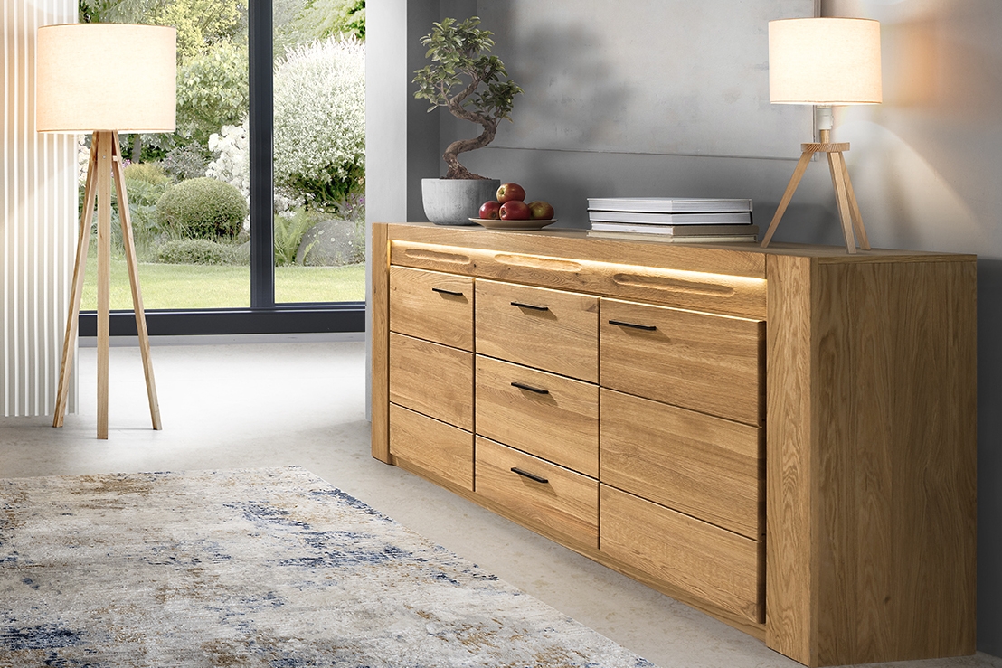 Komoda Velvet 47 se zásuvkami 180 cm - přírodní Komoda Velvet 47 se zásuvkami 180 cm - natura