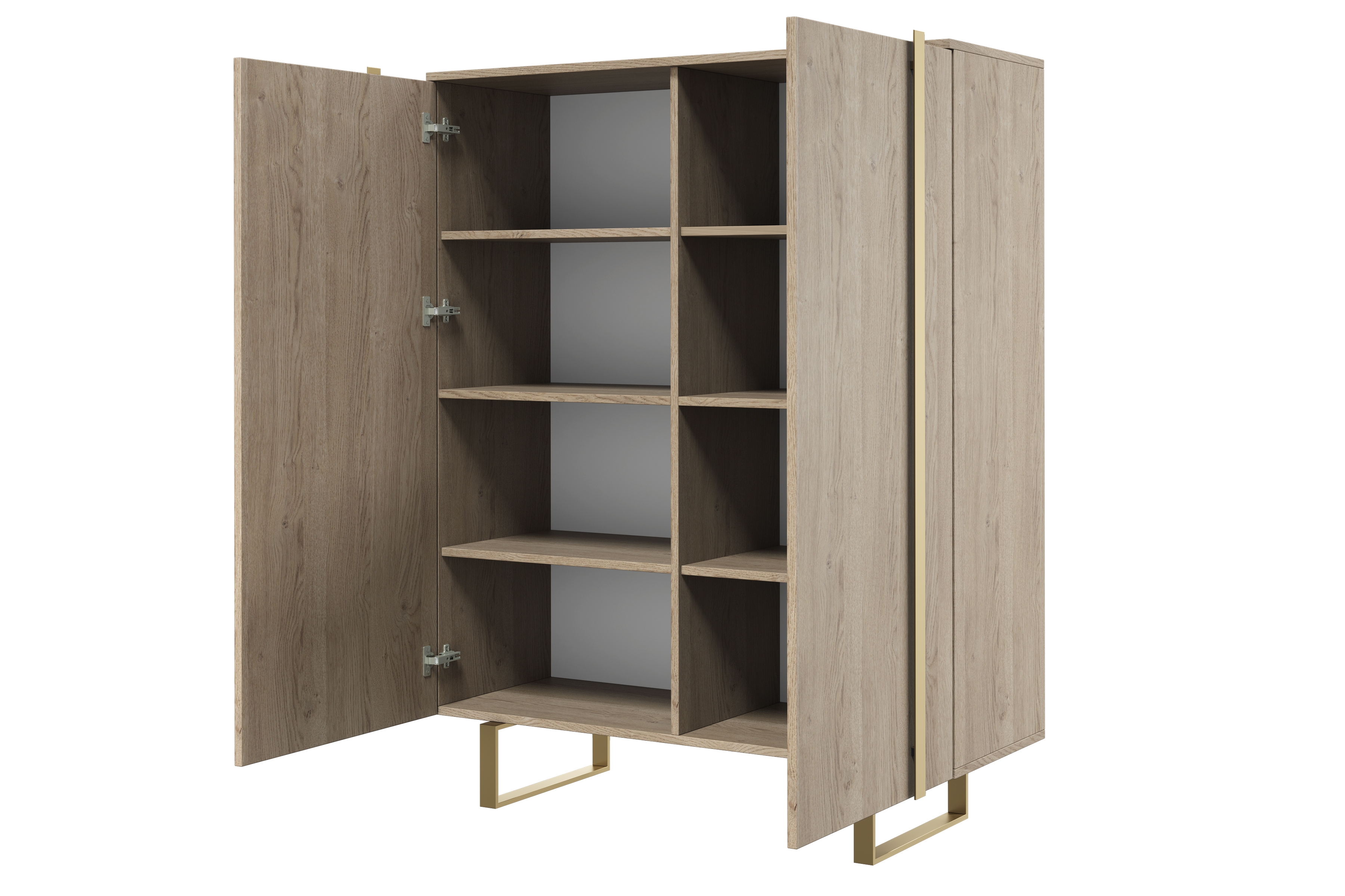 Komoda Verica 120 cm z metalowymi nogami - Dub biszkoptowy / zlote nozki Komoda Verica 120 cm z metalowymi nogami - Dub biszkoptowy / zlote nozki