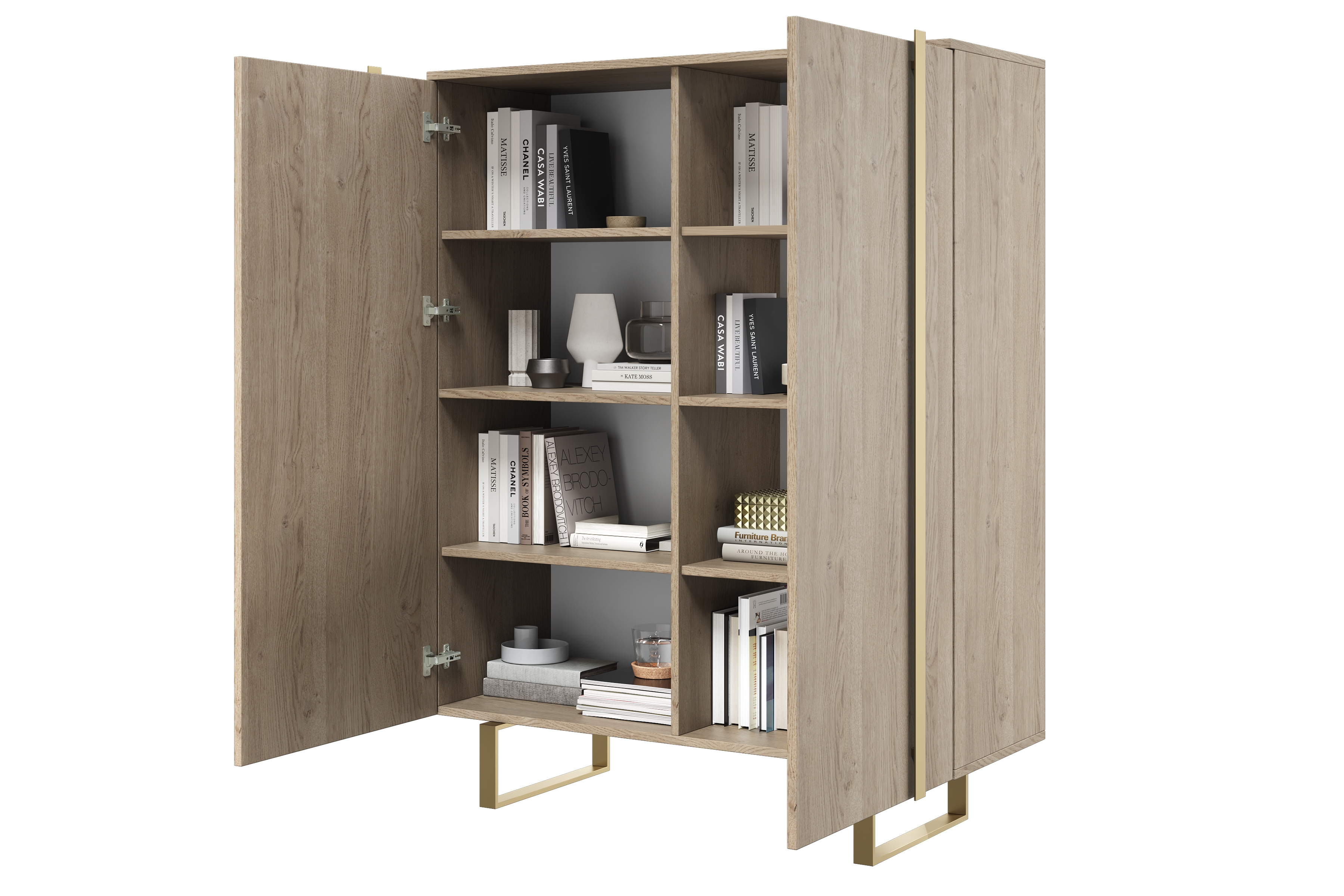 Komoda Verica 120 cm z metalowymi nogami - Dub biszkoptowy / zlote nozki Komoda Verica 120 cm z metalowymi nogami - Dub biszkoptowy / zlote nozki