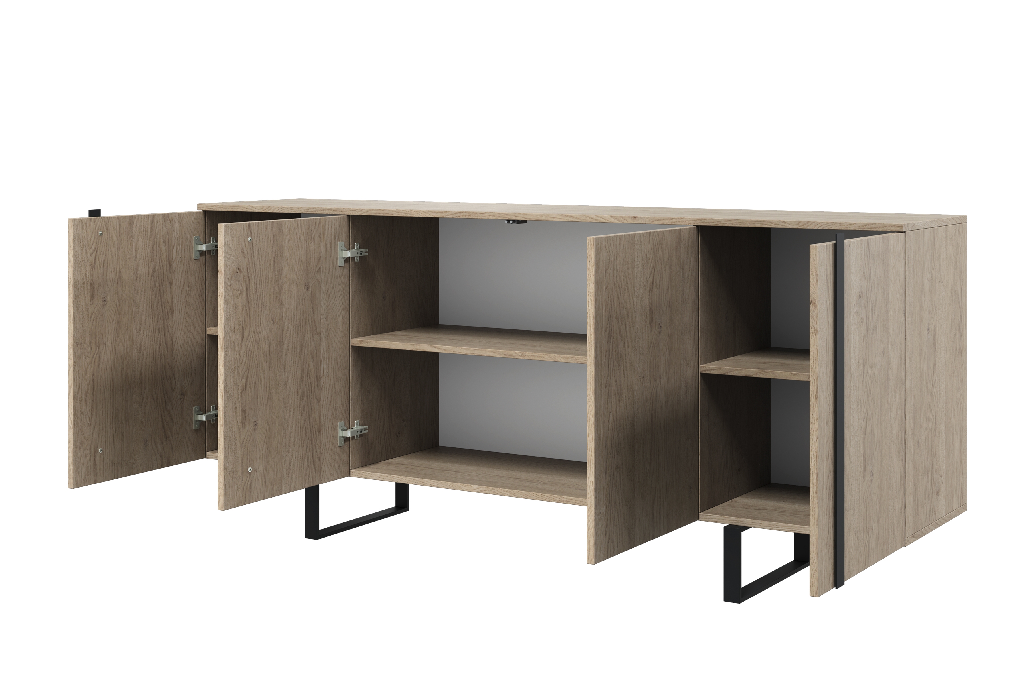 Komoda Verica 200 cm - dub piškotový / černé nožky Komoda Verica 200 cm na kovových nohách - dub piškotový / černá nozki