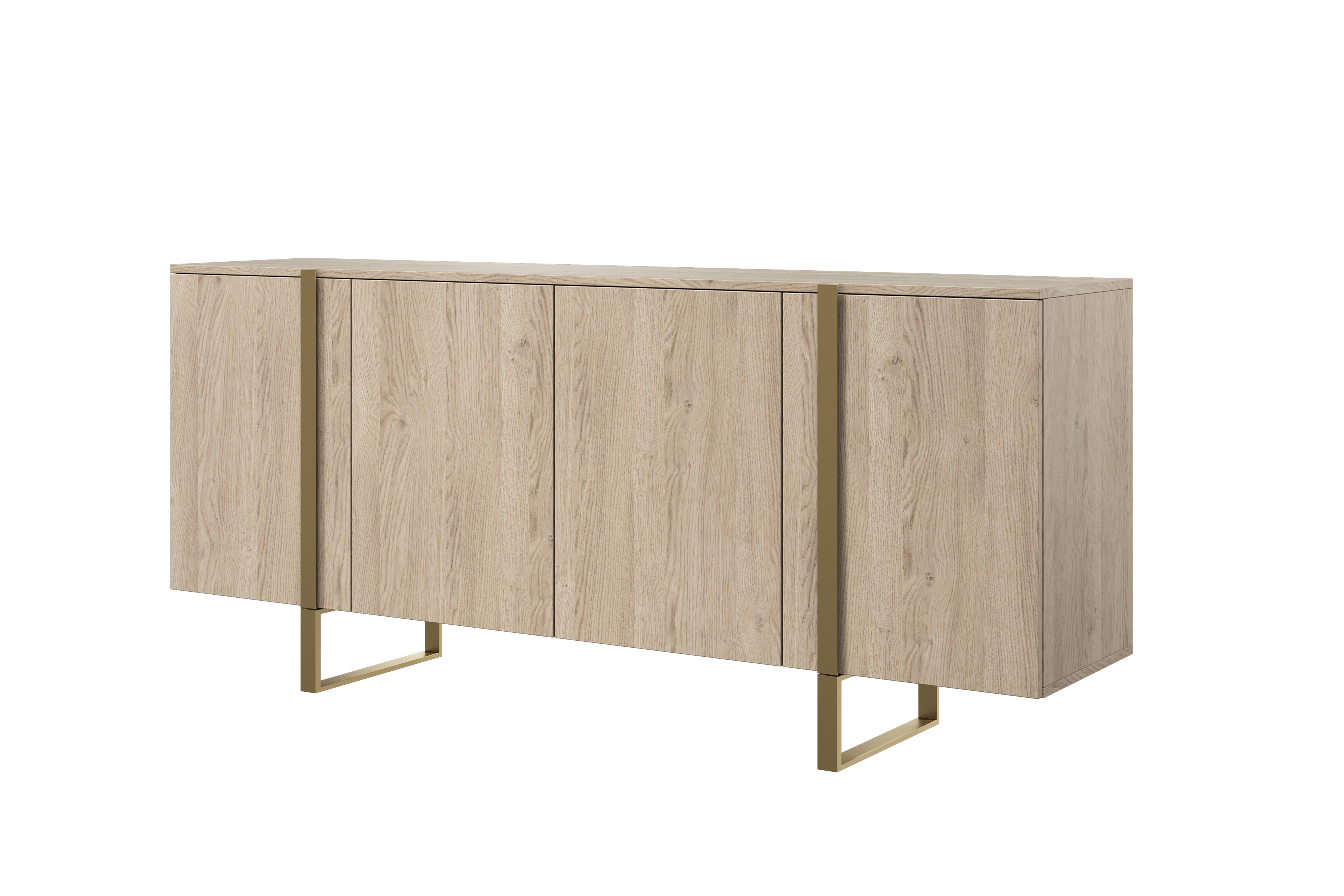 Komoda Verica 200 cm na kovových nohách - dub piškótový / zlaté nožičky Komoda Verica 200 cm na kovových nohách - Dub biszkoptowy / zlote nozki