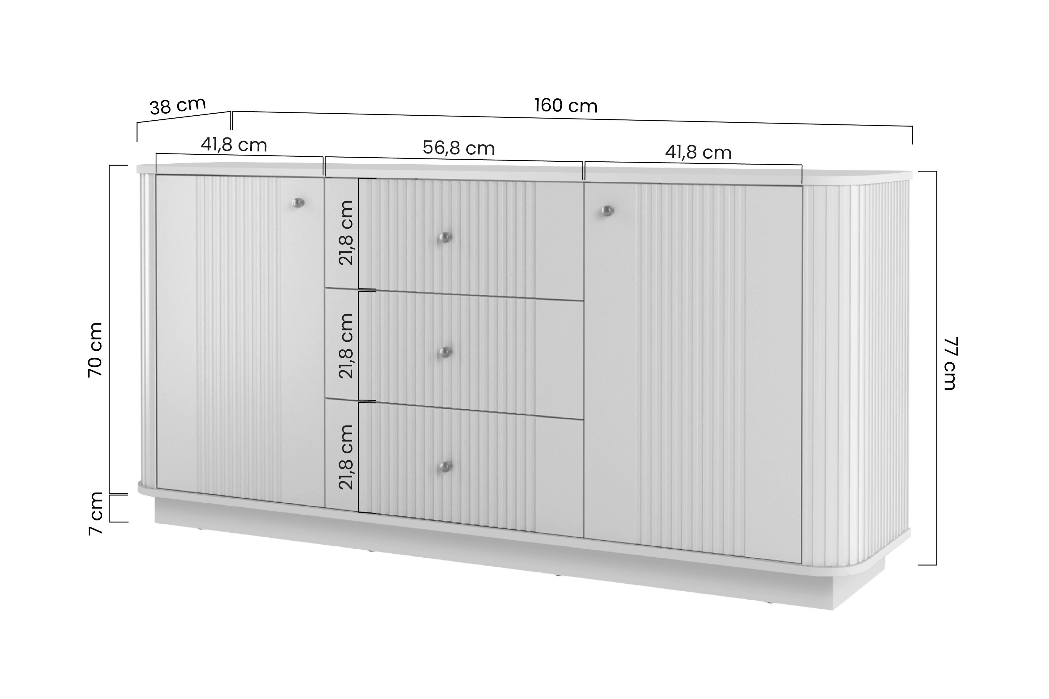 Komoda Vesper 160 cm se zásuvkami - kašmírová / ořech / černé úchytky Komoda Vesper 160 cm se zásuvkami - kašmír / ořech / černá Úchytky