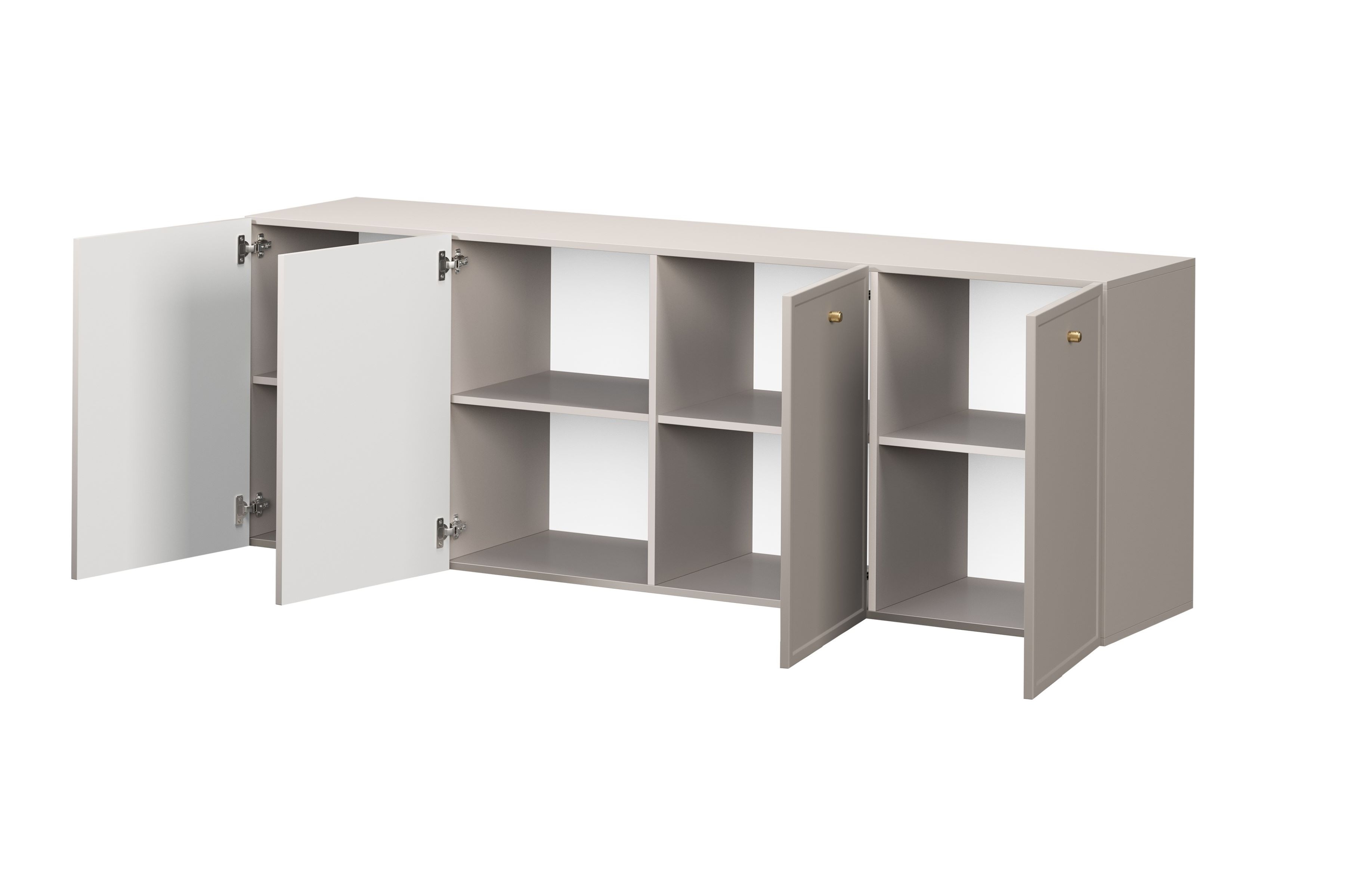 Závesná komoda Lorini 200 cm - kašmírová / zlaté úchytky G Komoda závesná štvordverová Lorini 200 cm - kašmír / zlote úchyty