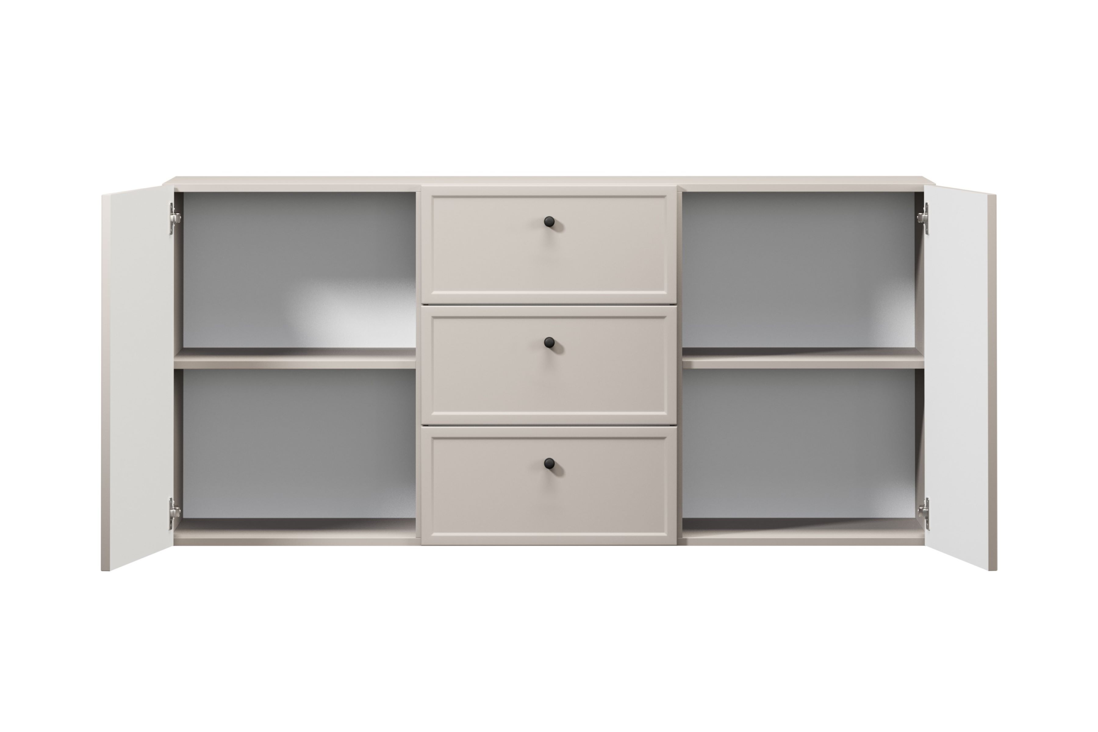 Závesná komoda Lorini 150 cm - kašmírová / čierne úchytky G Komoda závesná Lorini 150 cm so zásuvkami - kašmír / čierny úchyty