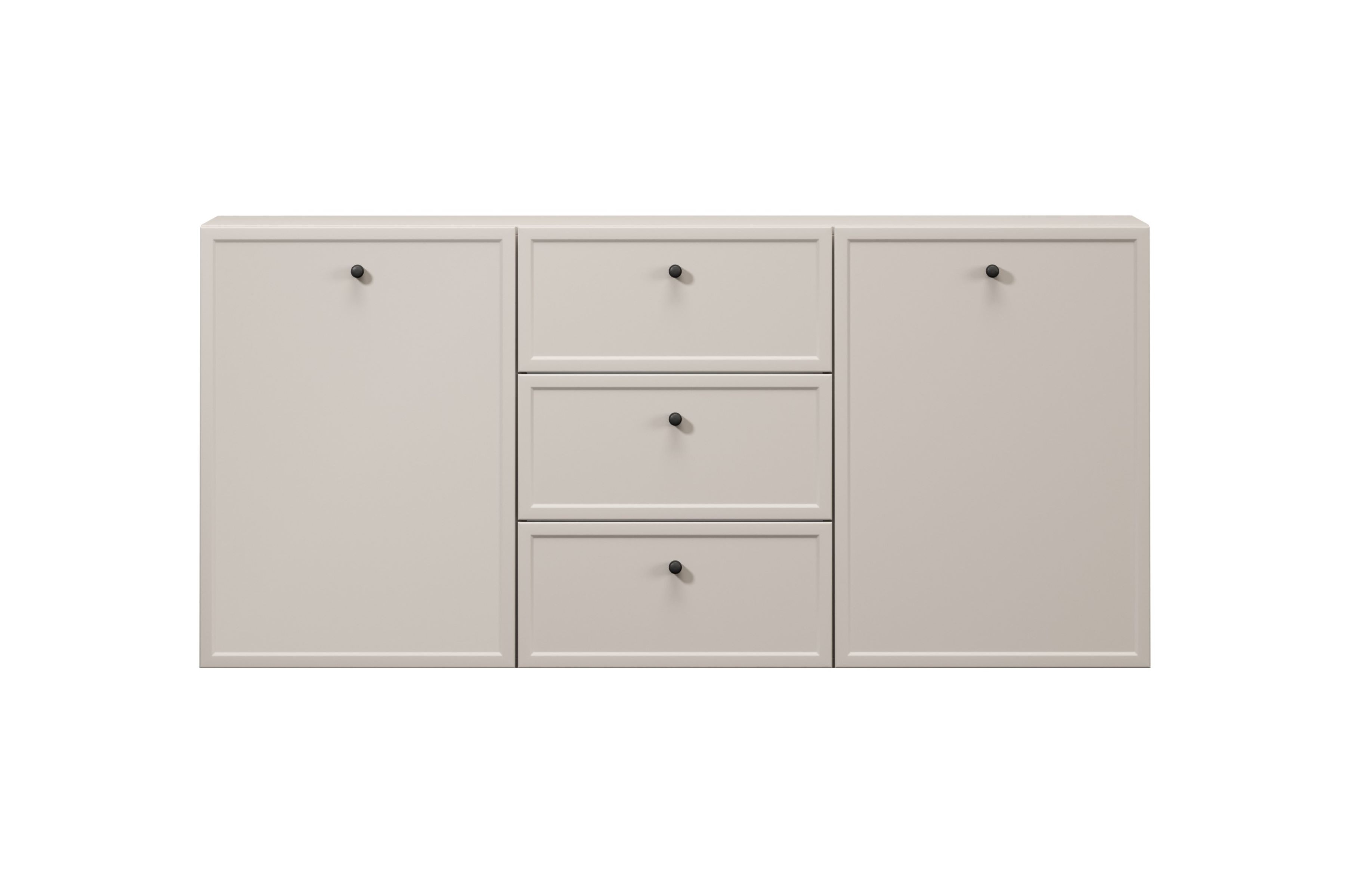 Závesná komoda Lorini 150 cm - kašmírová / čierne úchytky G Komoda závesná Lorini 150 cm so zásuvkami - kašmír / čierny úchyty