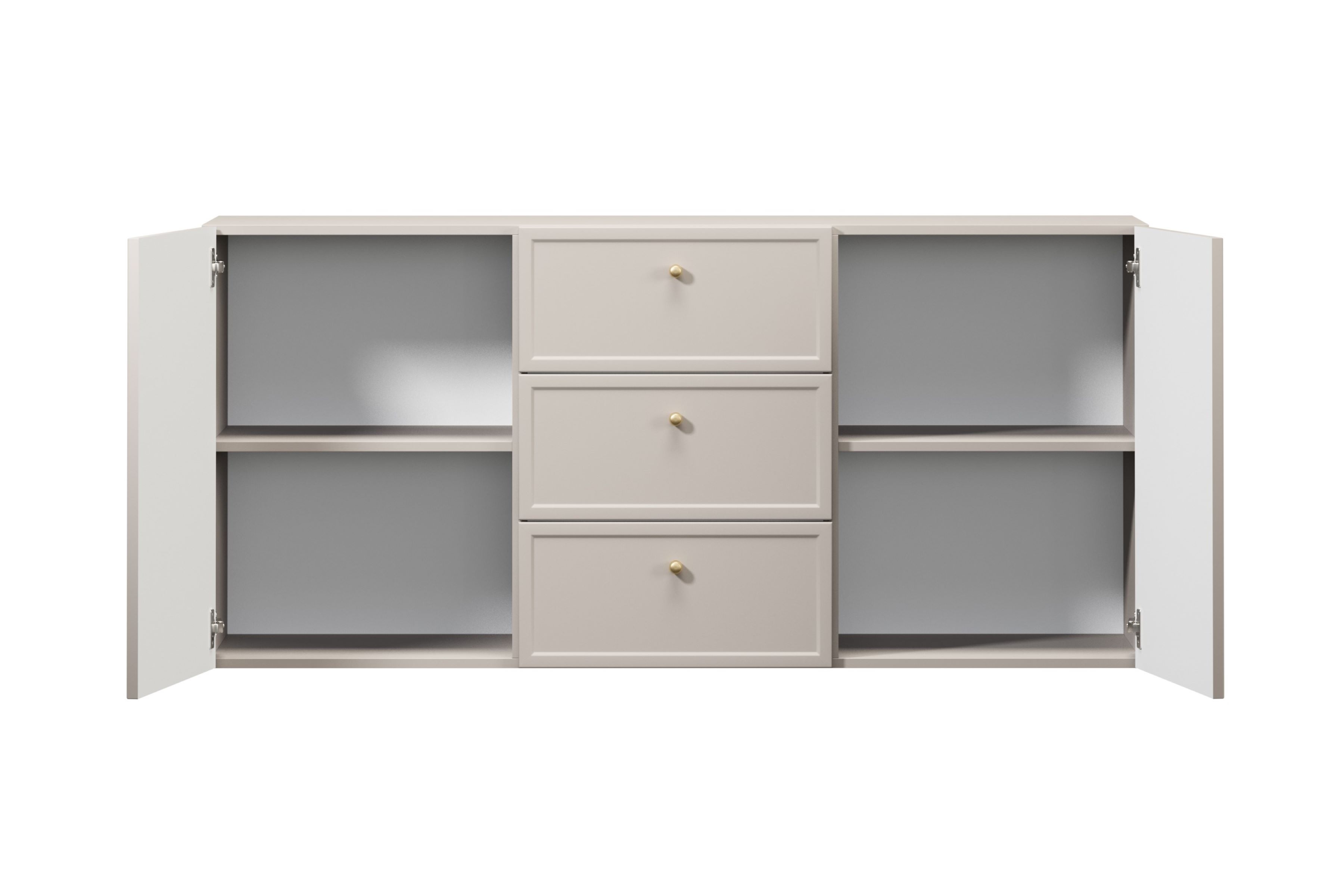 Závesná komoda Lorini 150 cm - kašmírová / zlaté úchytky G Komoda závesná Lorini 150 cm so zásuvkami - kašmír / zlote úchyty